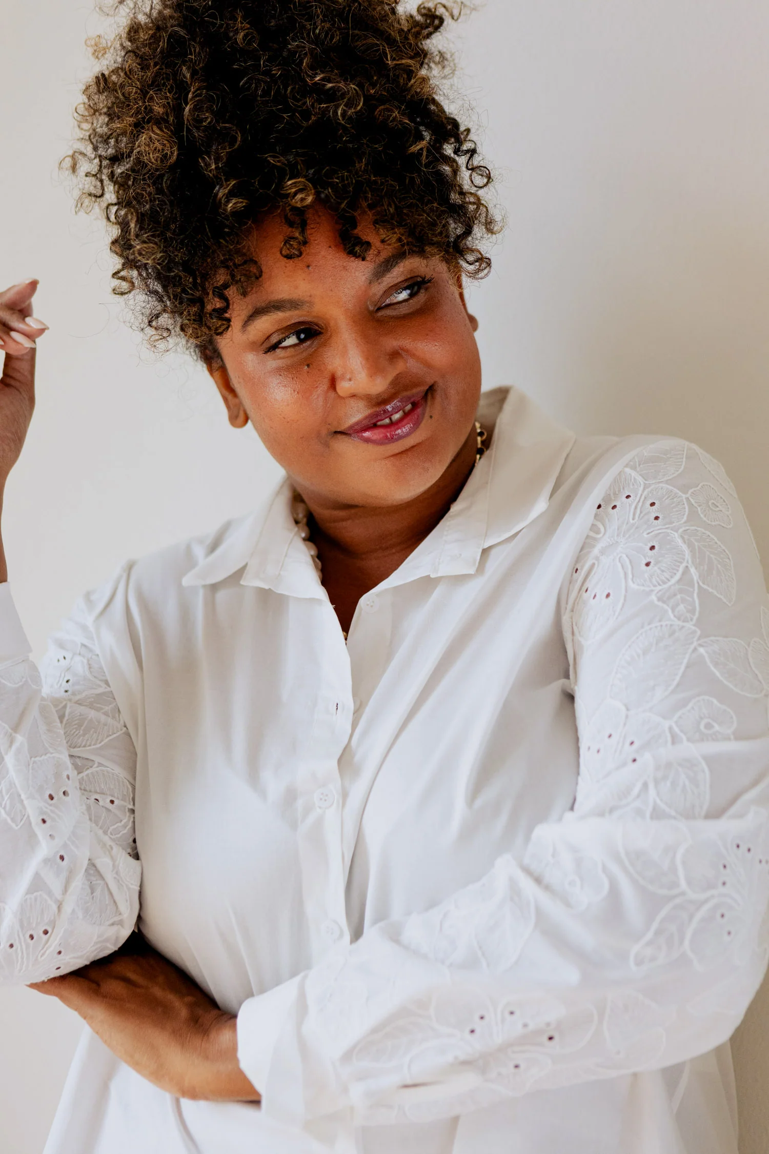 Chemise en coton avec manches brodées