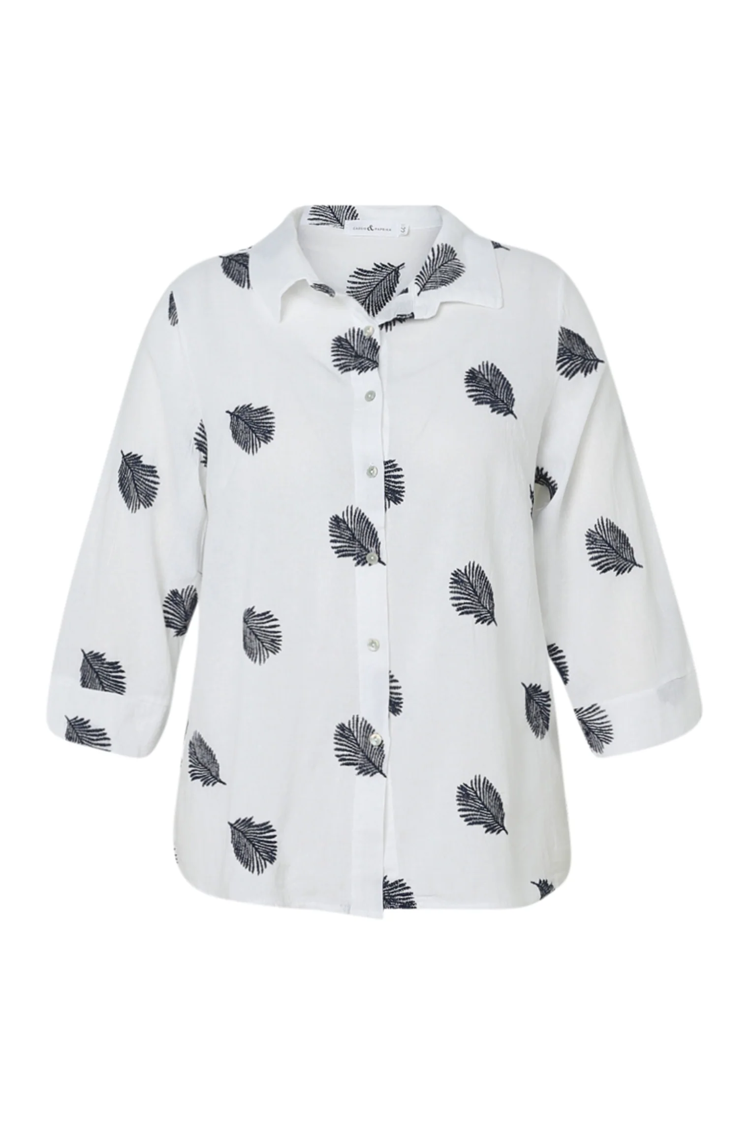 Chemise en coton unie avec feuilles brodées - Image 10