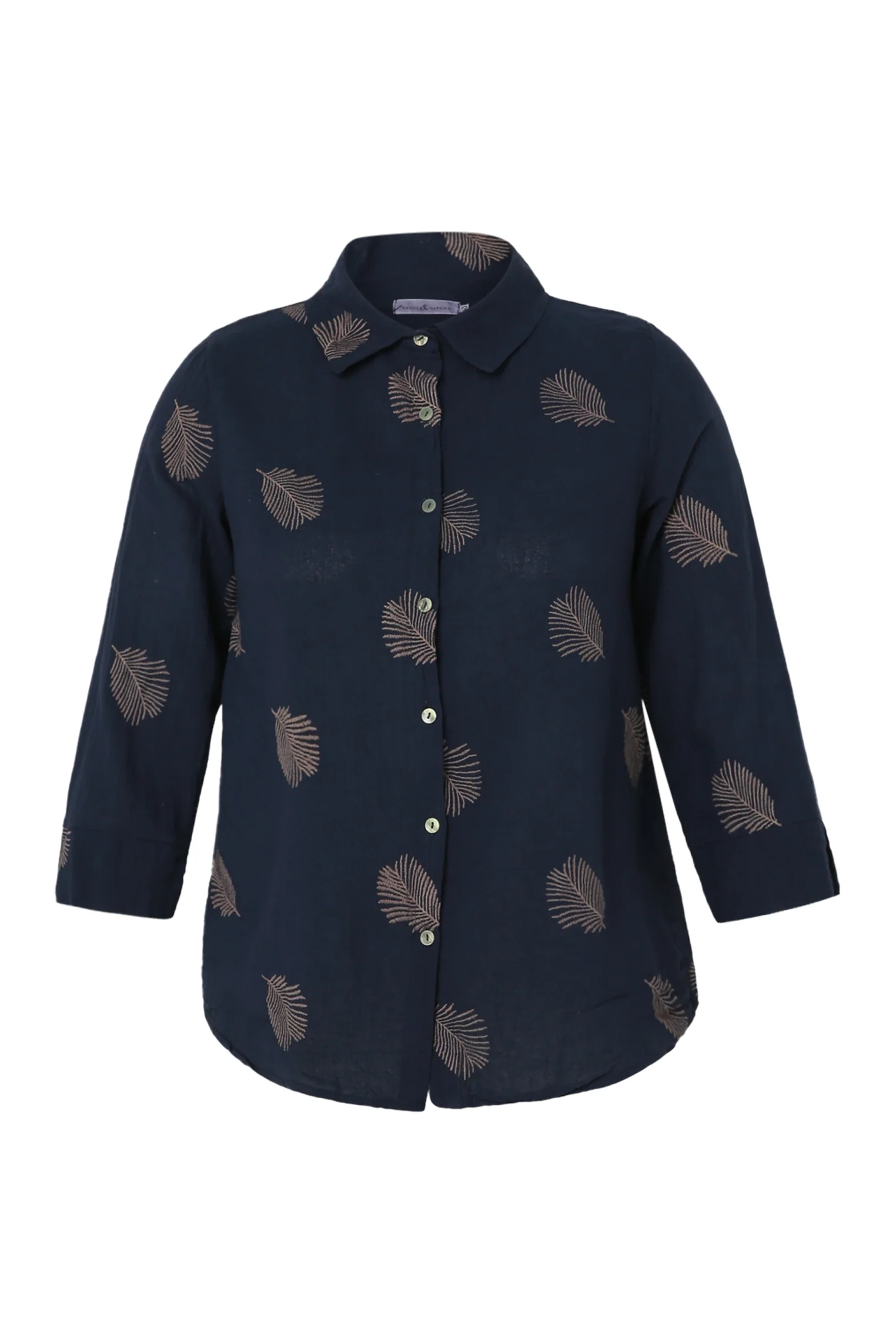 Chemise en coton unie avec feuilles brodées - Image 21