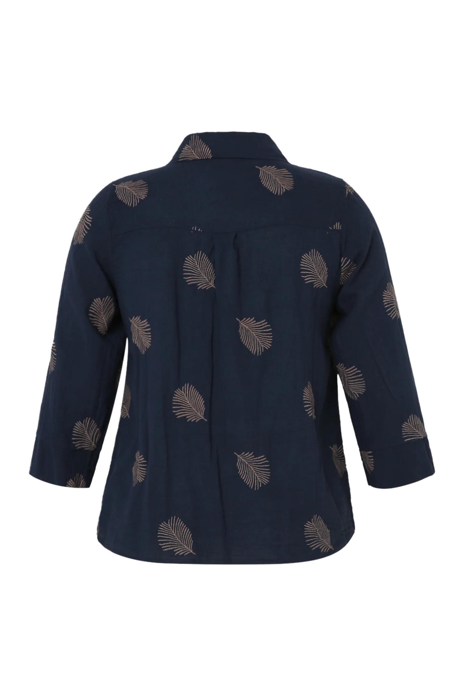 Chemise en coton unie avec feuilles brodées - Image 22