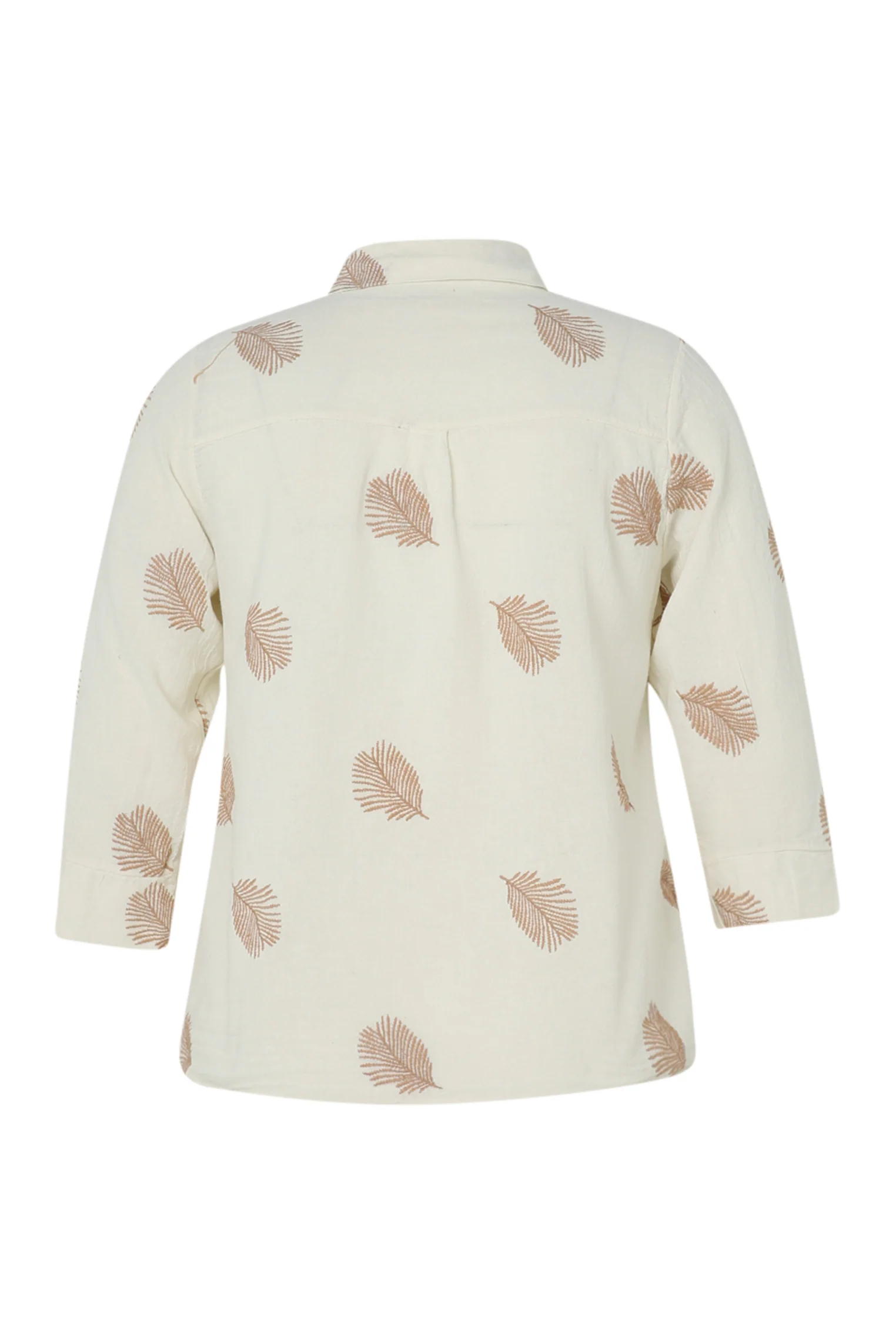 Chemise en coton unie avec feuilles brodées - Image 33