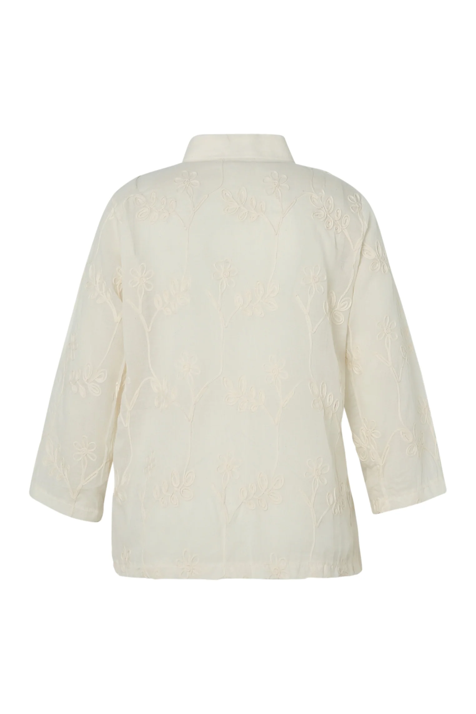 Chemise en coton unie avec fleurs brodées - Image 11