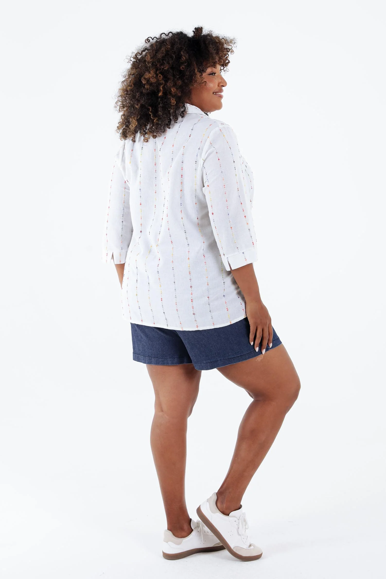 Chemise en gaze de coton rayures multicolores - Image 2