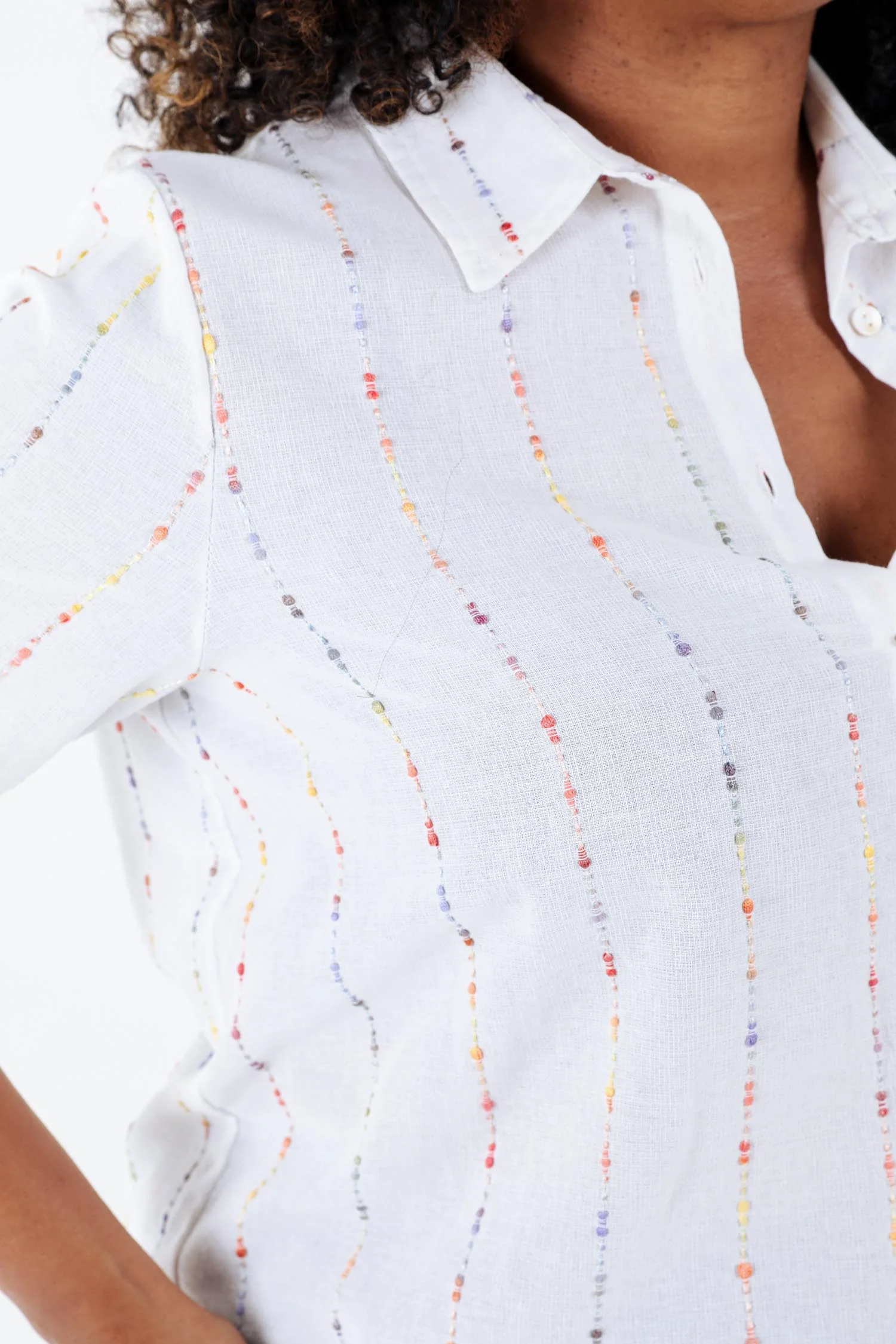 Chemise en gaze de coton rayures multicolores - Image 3