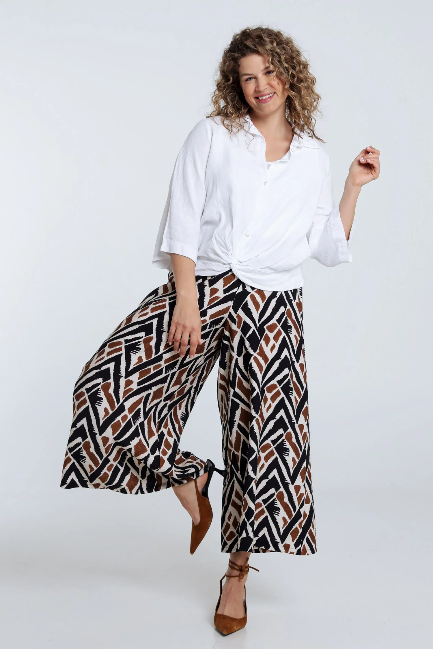 Chemise en lin unie avec noeud - Image 8