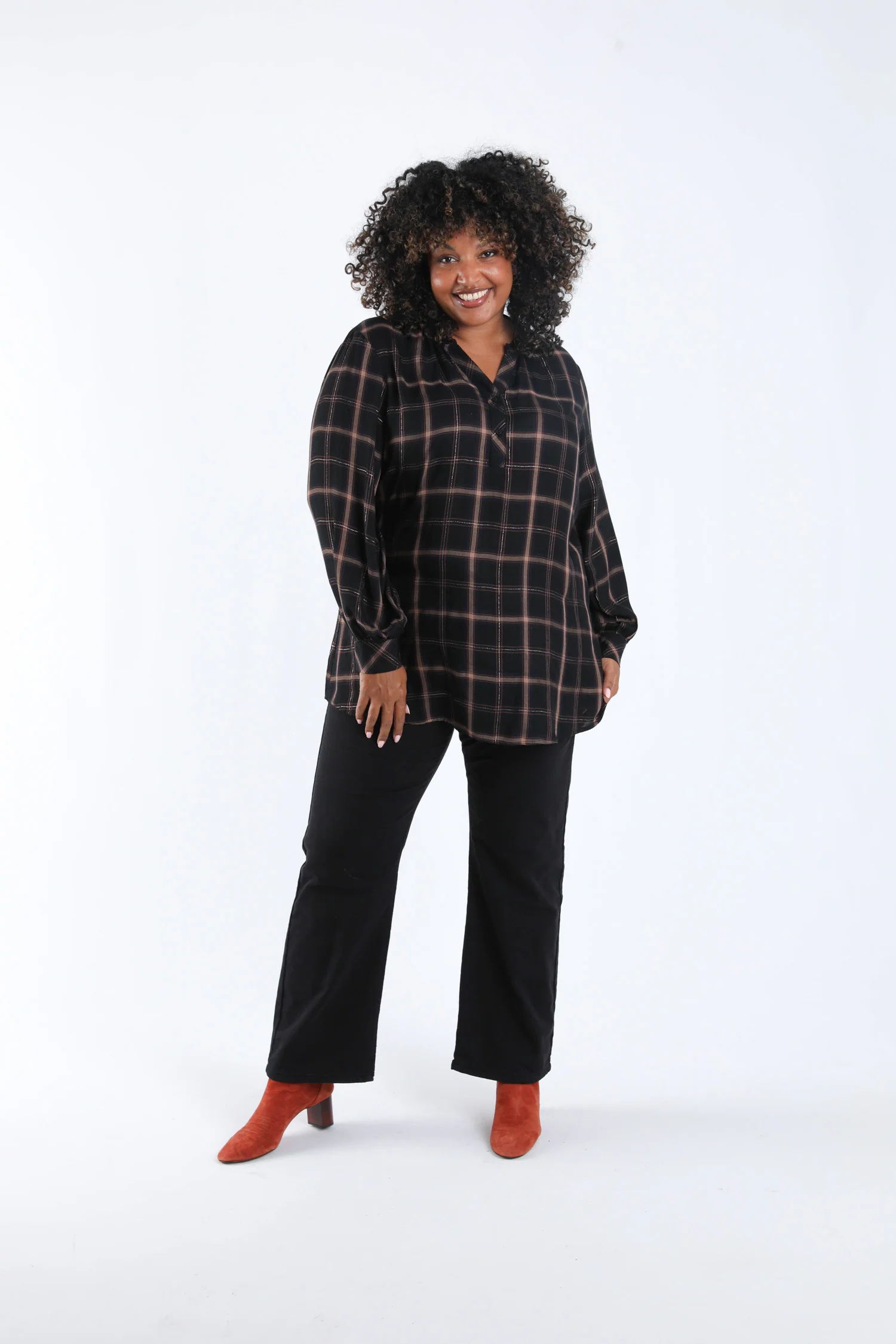 Chemise en viscose à carreaux avec lurex - Image 5