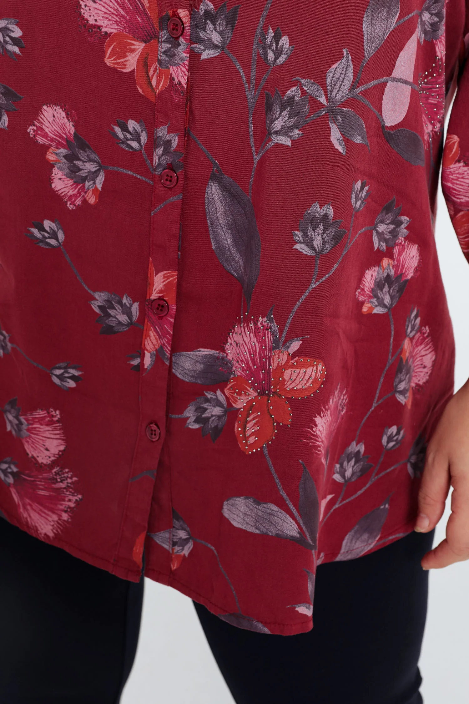 Chemise imprimé floral avec strass - Image 6