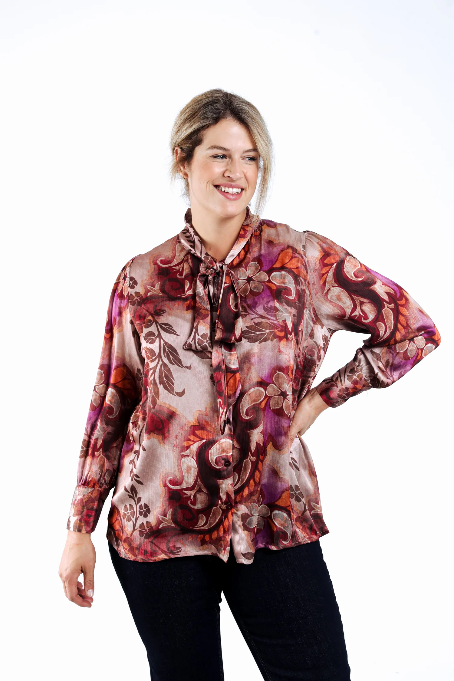 Chemise lavallière imprimé cachemire flou