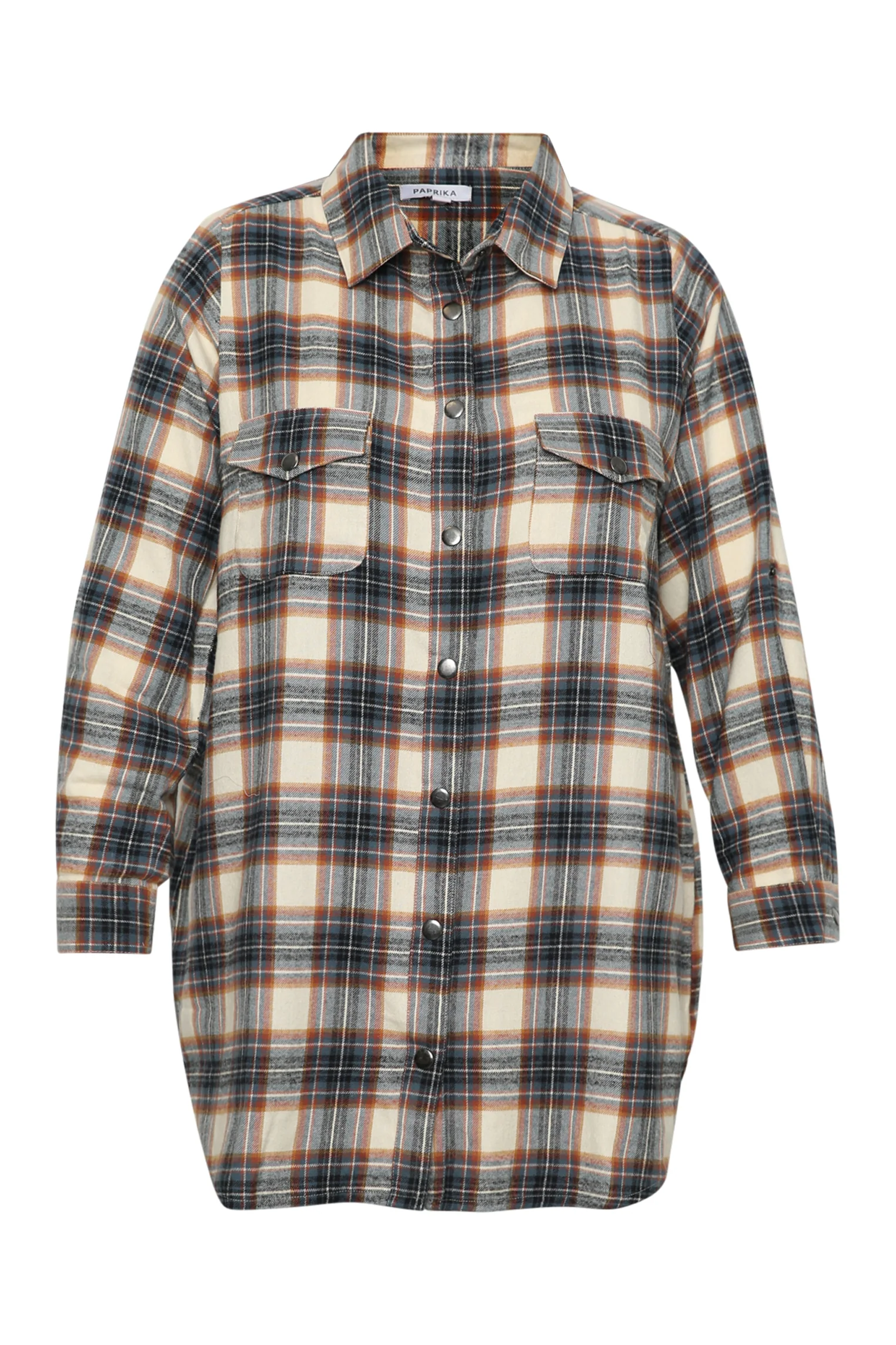 Chemise longue en coton à carreaux - Image 8