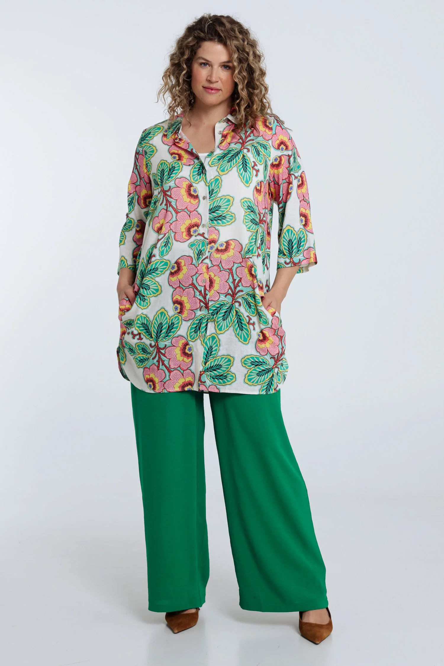 Chemise longue en lin et viscose imprimé fleuri - Image 7