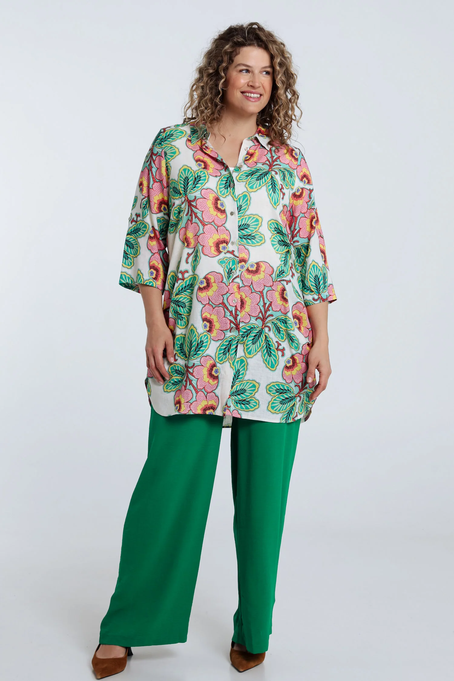 Chemise longue en lin et viscose imprimé fleuri - Image 8