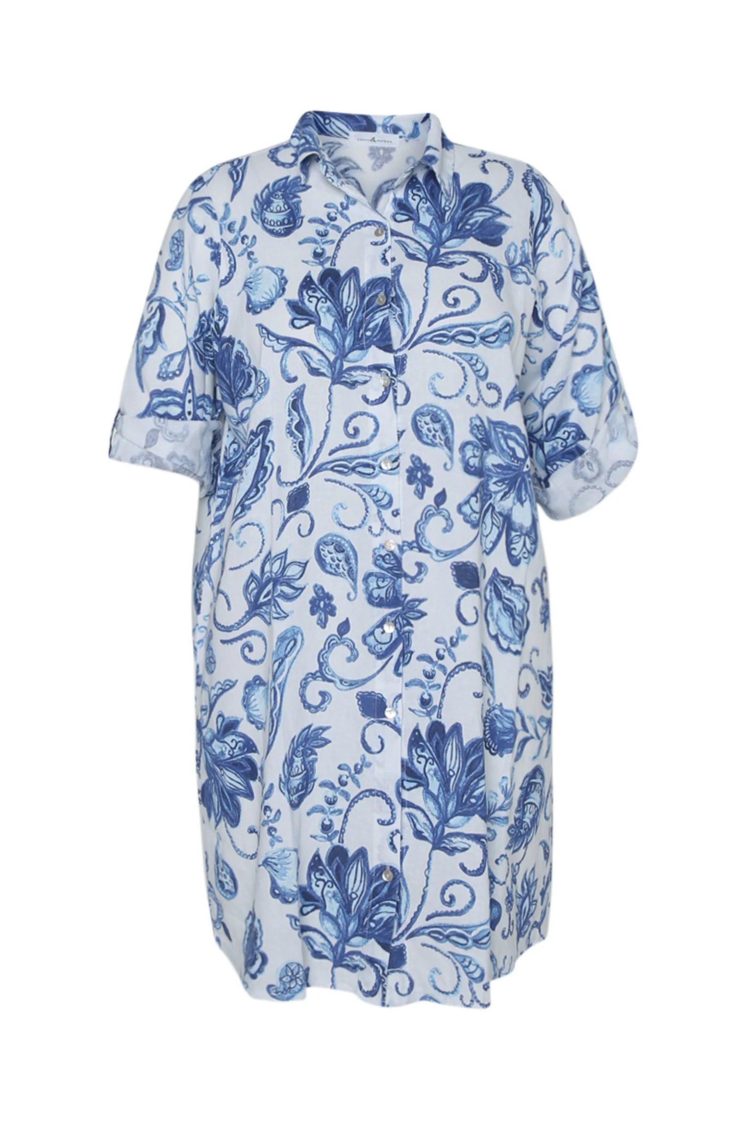 Chemise longue en lin imprimé fleurs indiennes - Image 10