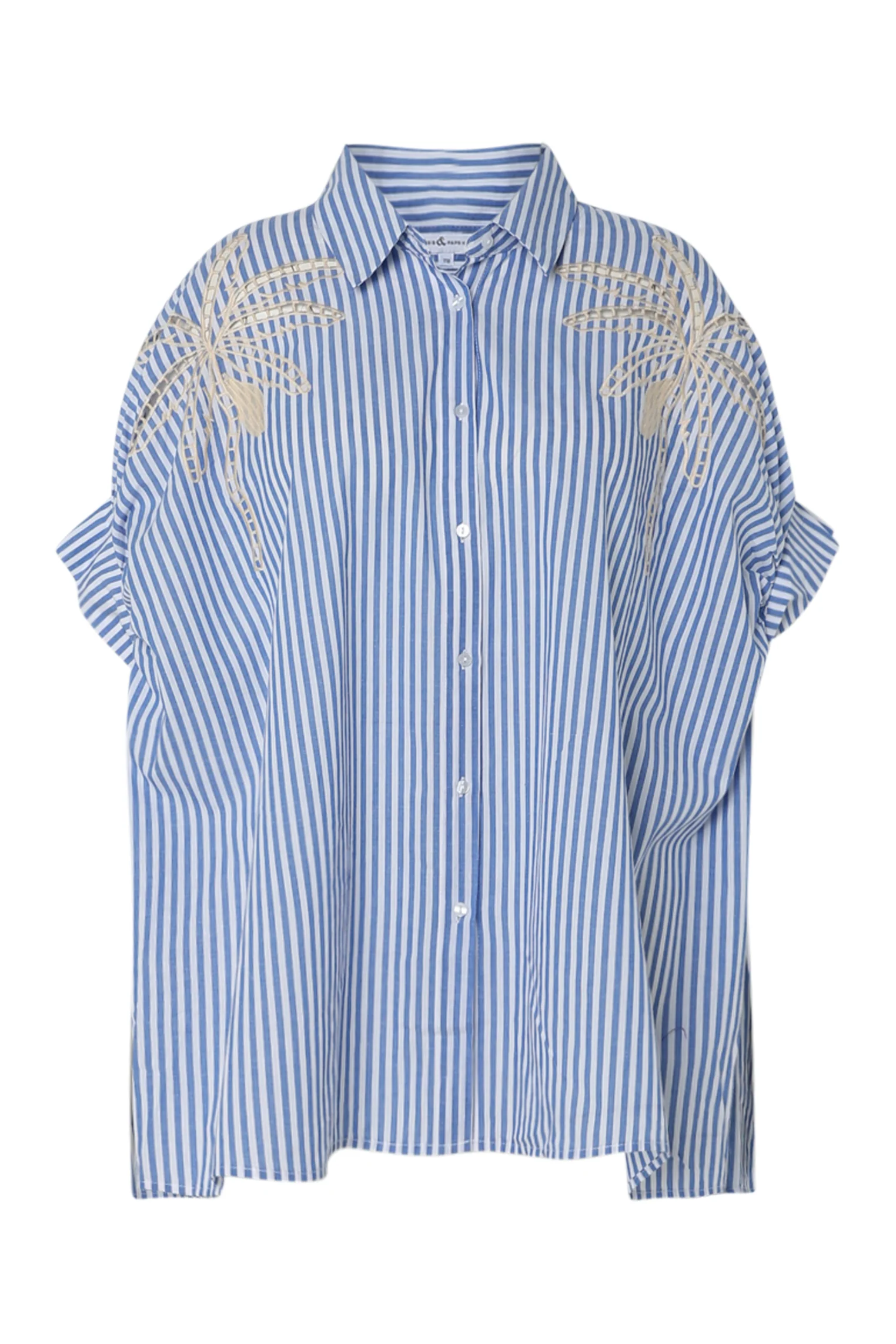 Chemise oversize rayée en coton avec broderies - Image 10