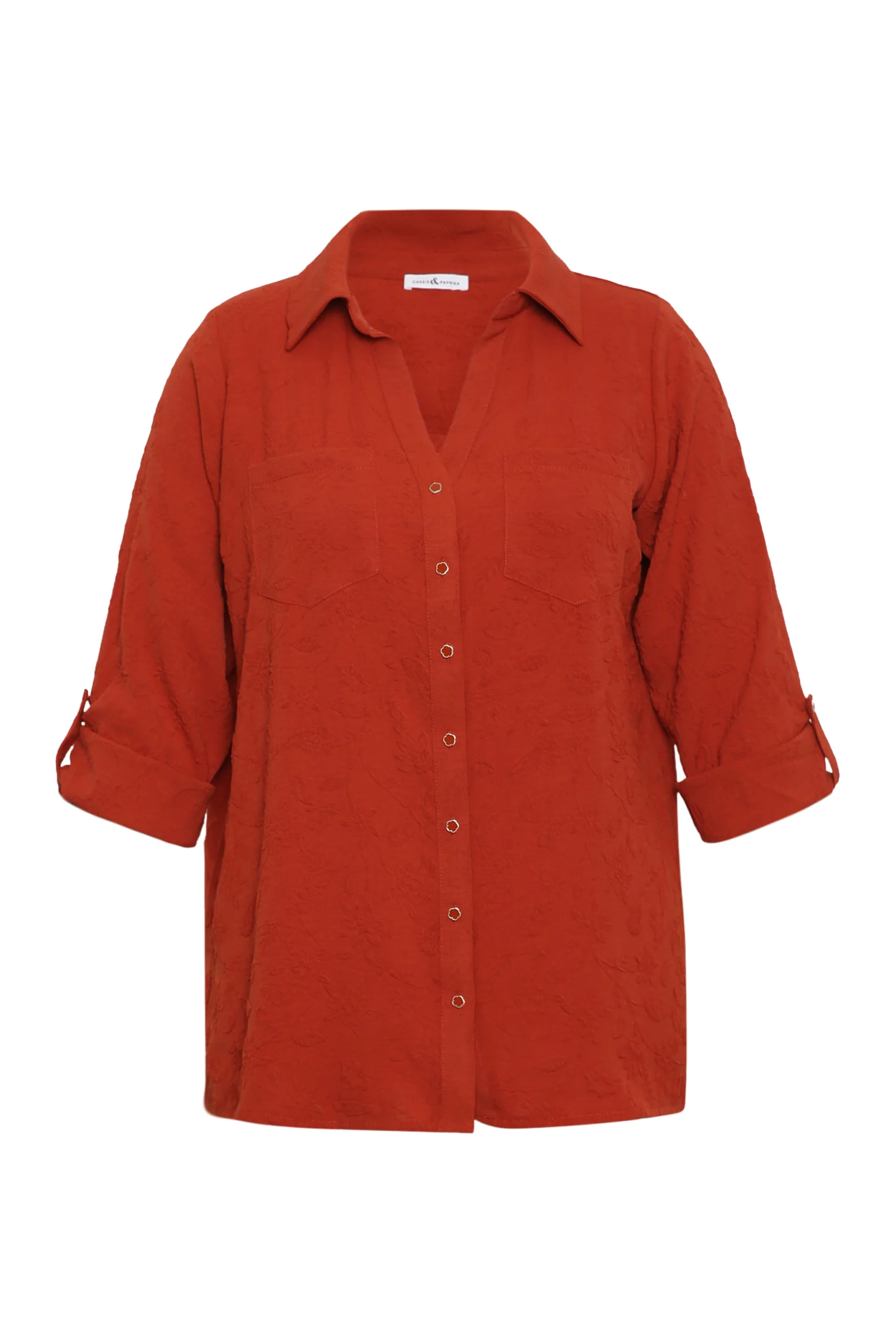Chemise unie avec motif fleurs en relief - Image 8