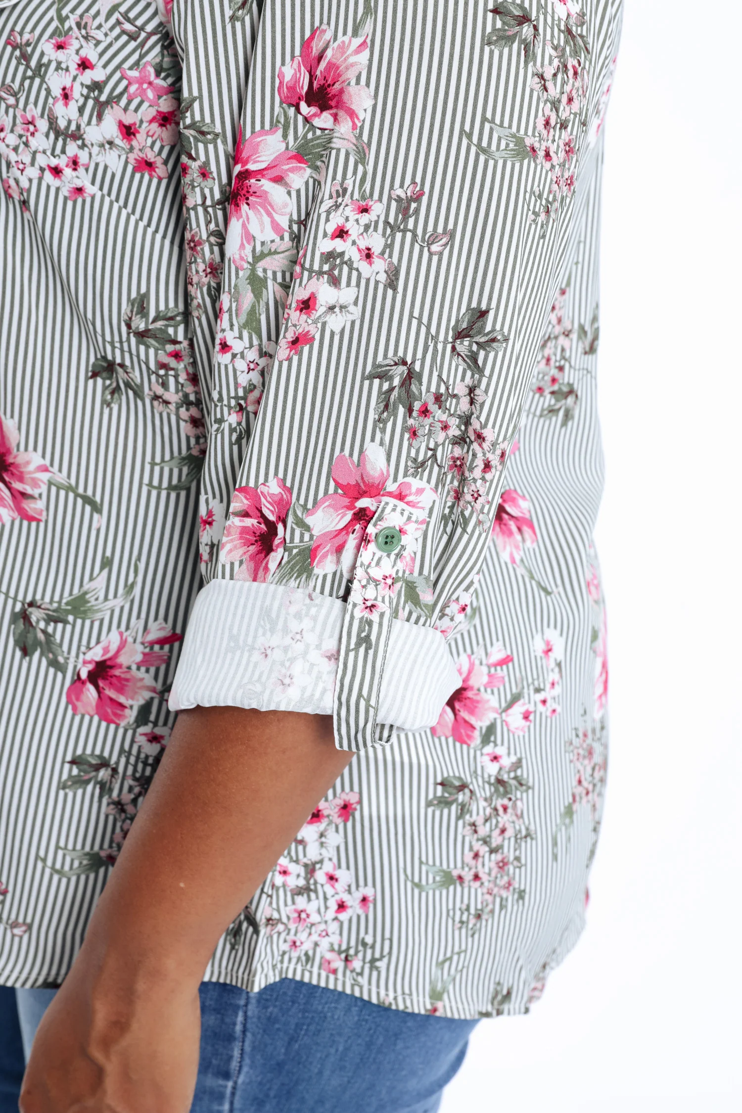 Chemisier en viscose imprimé rayures et fleurs - Image 6