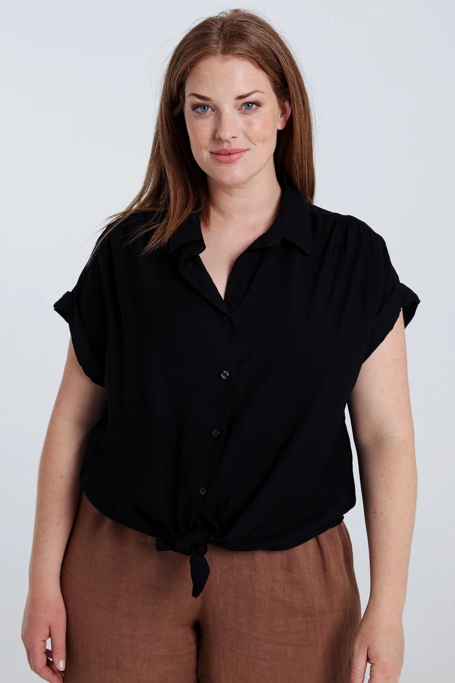 Chemisier noué en viscose uni