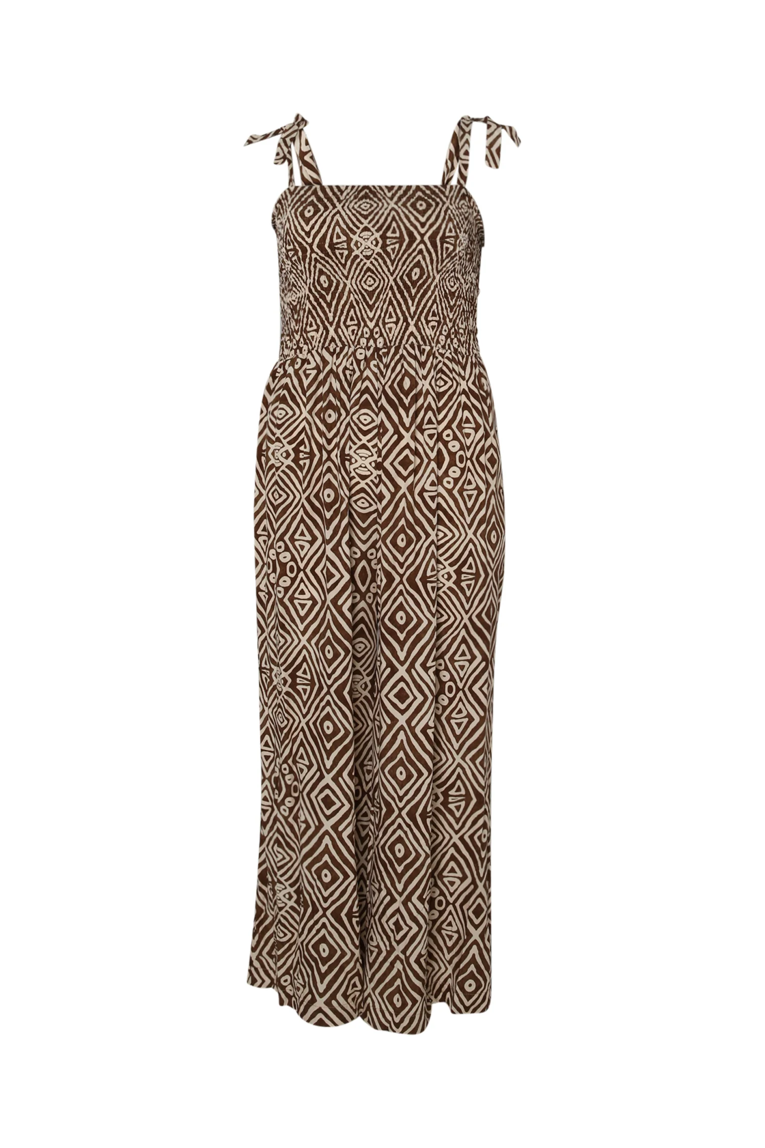 Combinaison en viscose avec smock imprimé ethnique - Image 10
