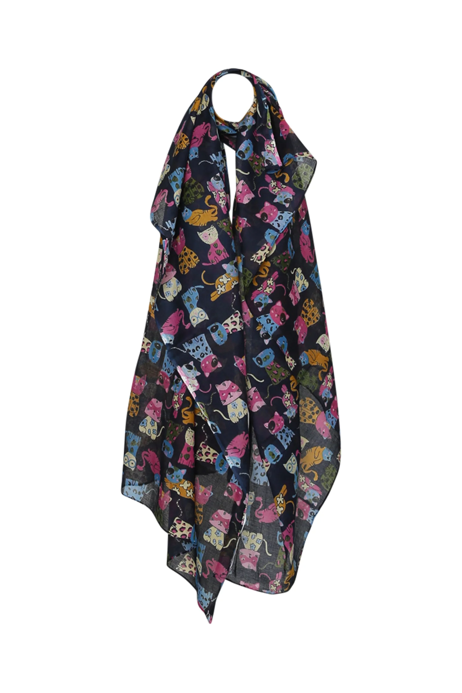 Foulard en coton imprimé chats