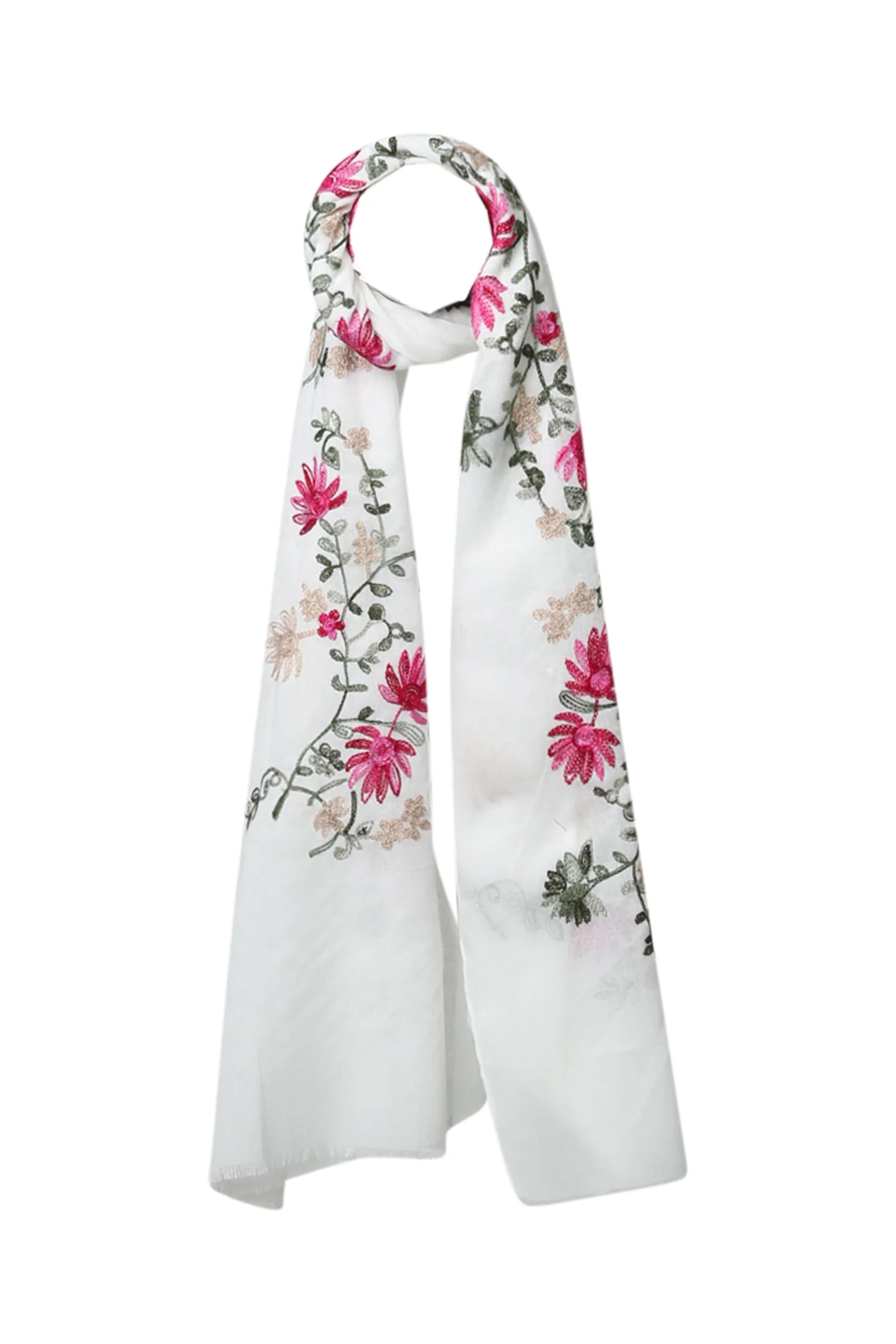 Foulard uni avec fleurs brodées