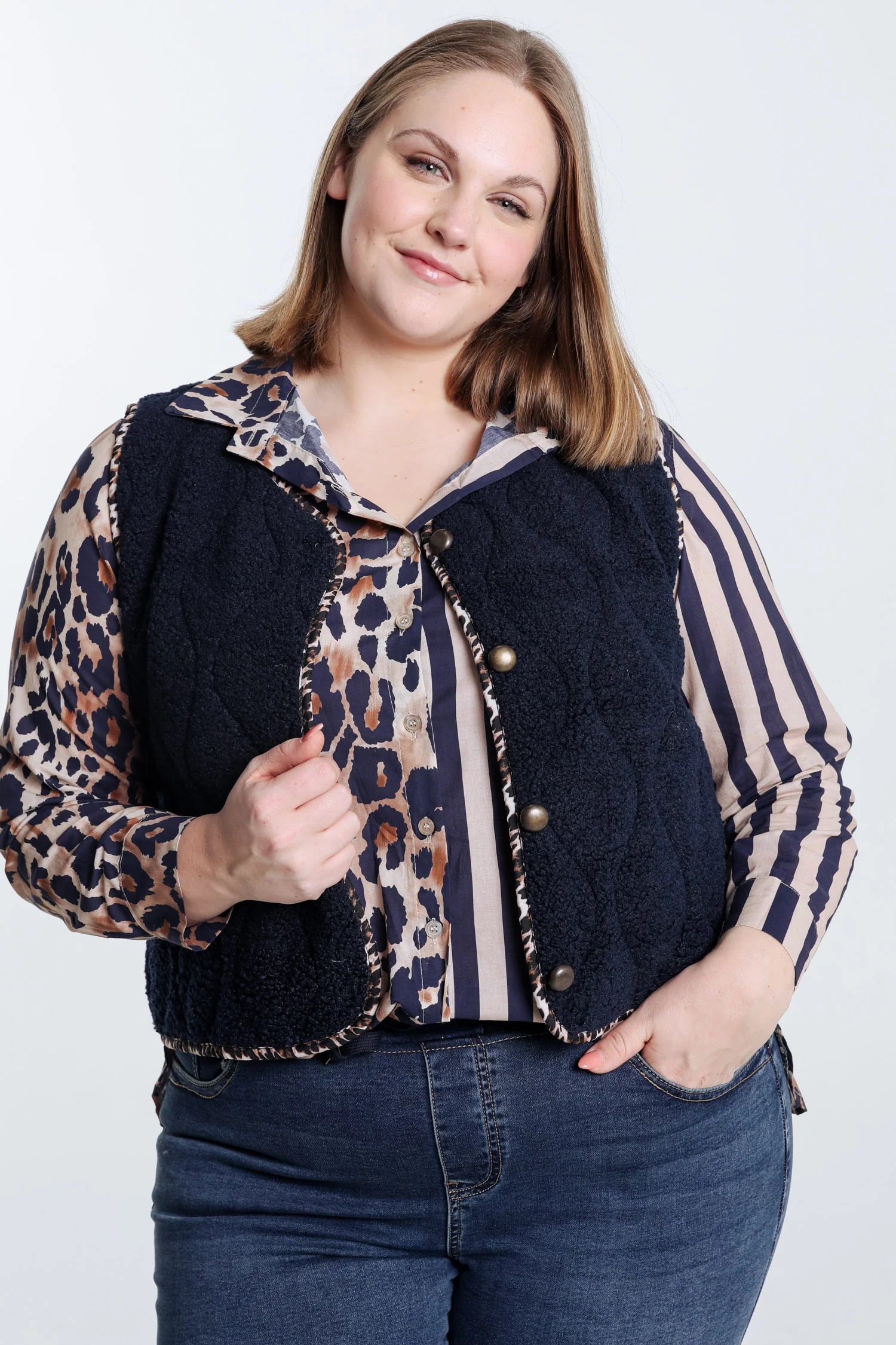 Gilet maille bouclette uni