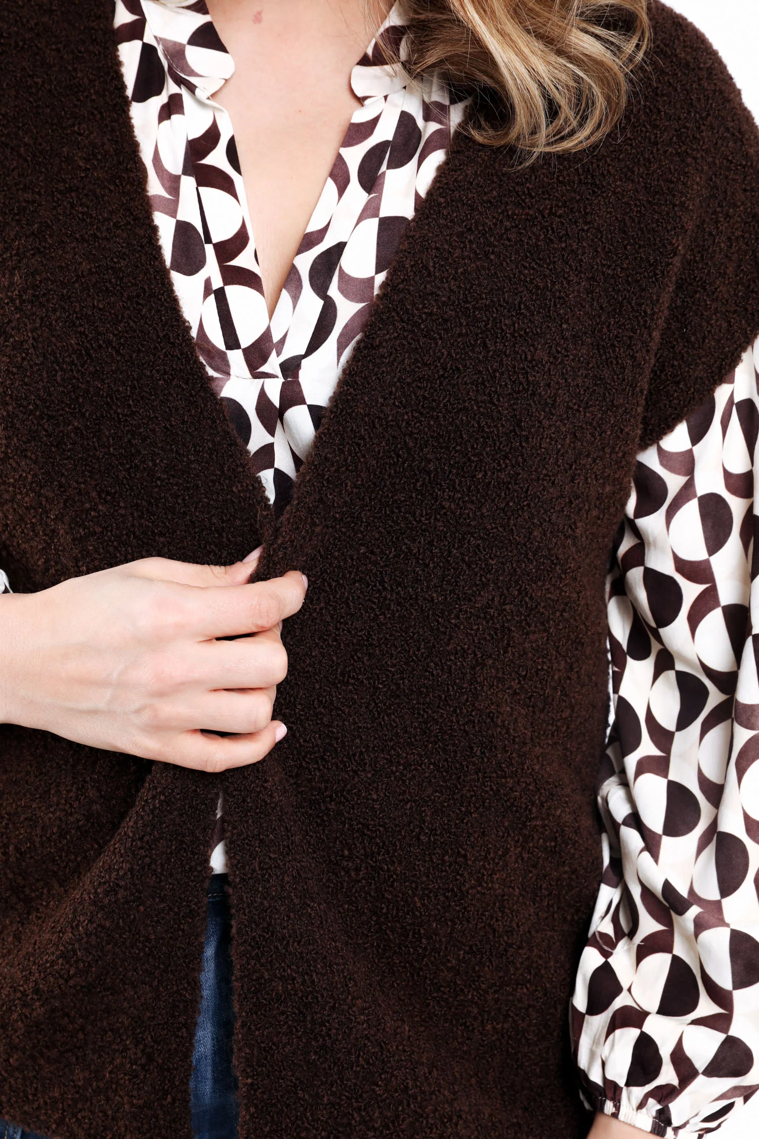 Gilet sans manches maille bouclette uni - Image 4
