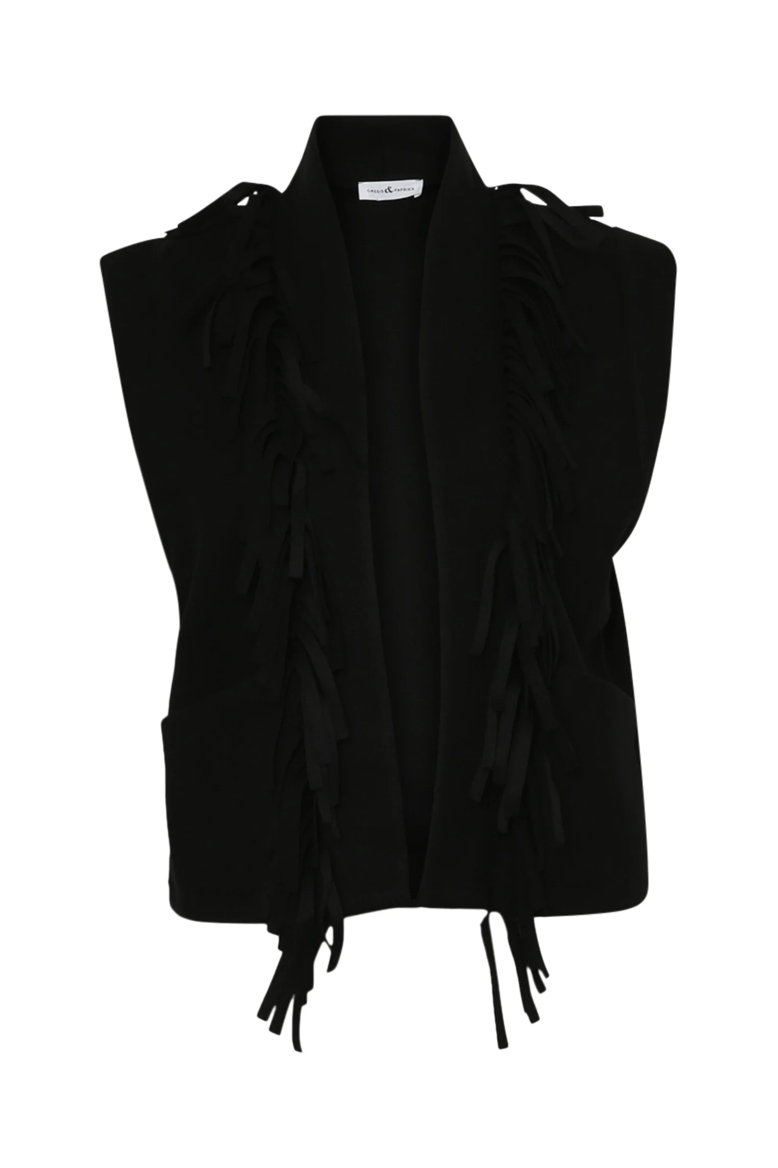 Gilet sans manches uni à franges - Image 7