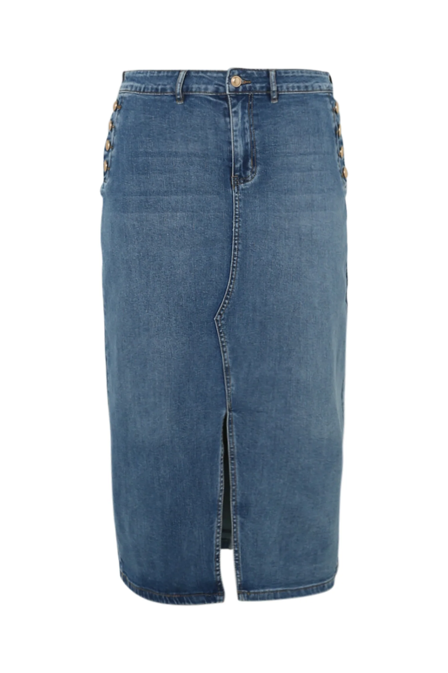 Jupe en jeans avec fente et boutons - Image 10