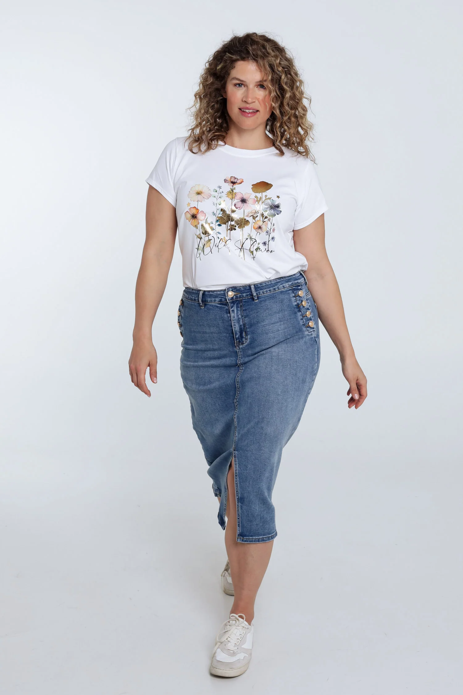 Jupe en jeans avec fente et boutons - Image 8