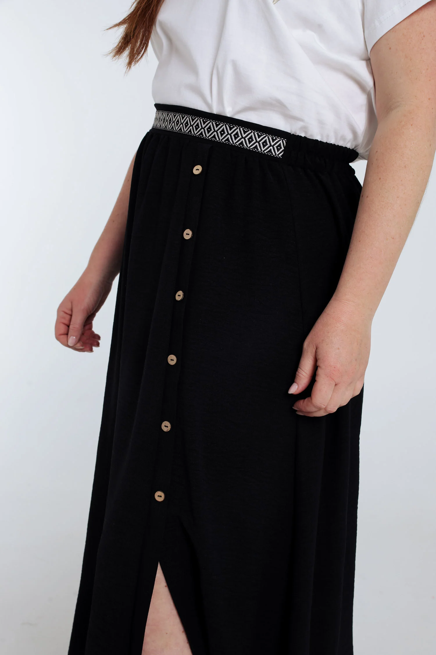 Jupe longue unie avec boutons - Image 3