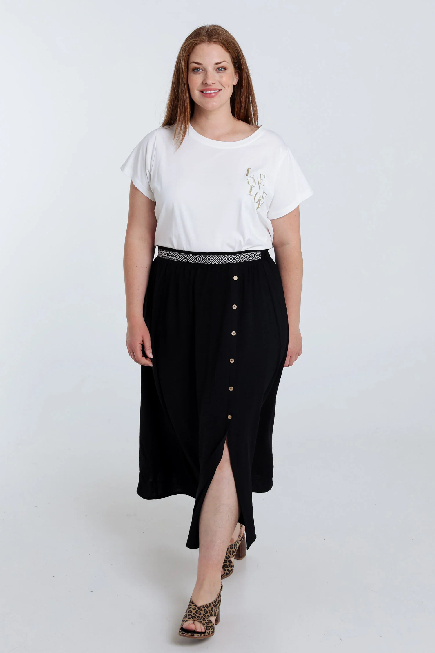 Jupe longue unie avec boutons - Image 7