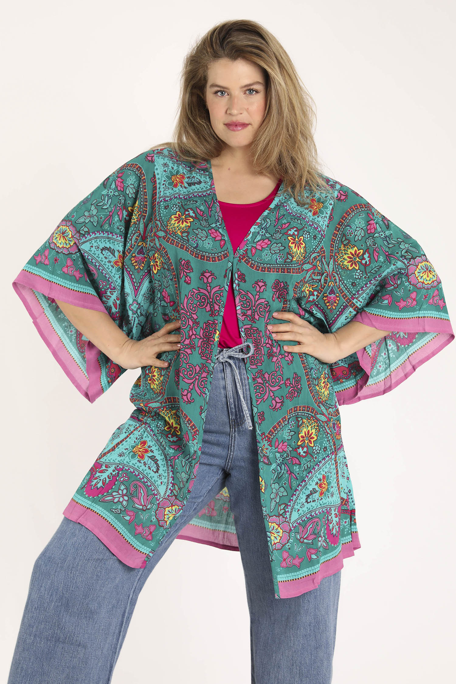 EXCLU SHEEGO - Kimono en viscose imprimé cachemire - Image 4