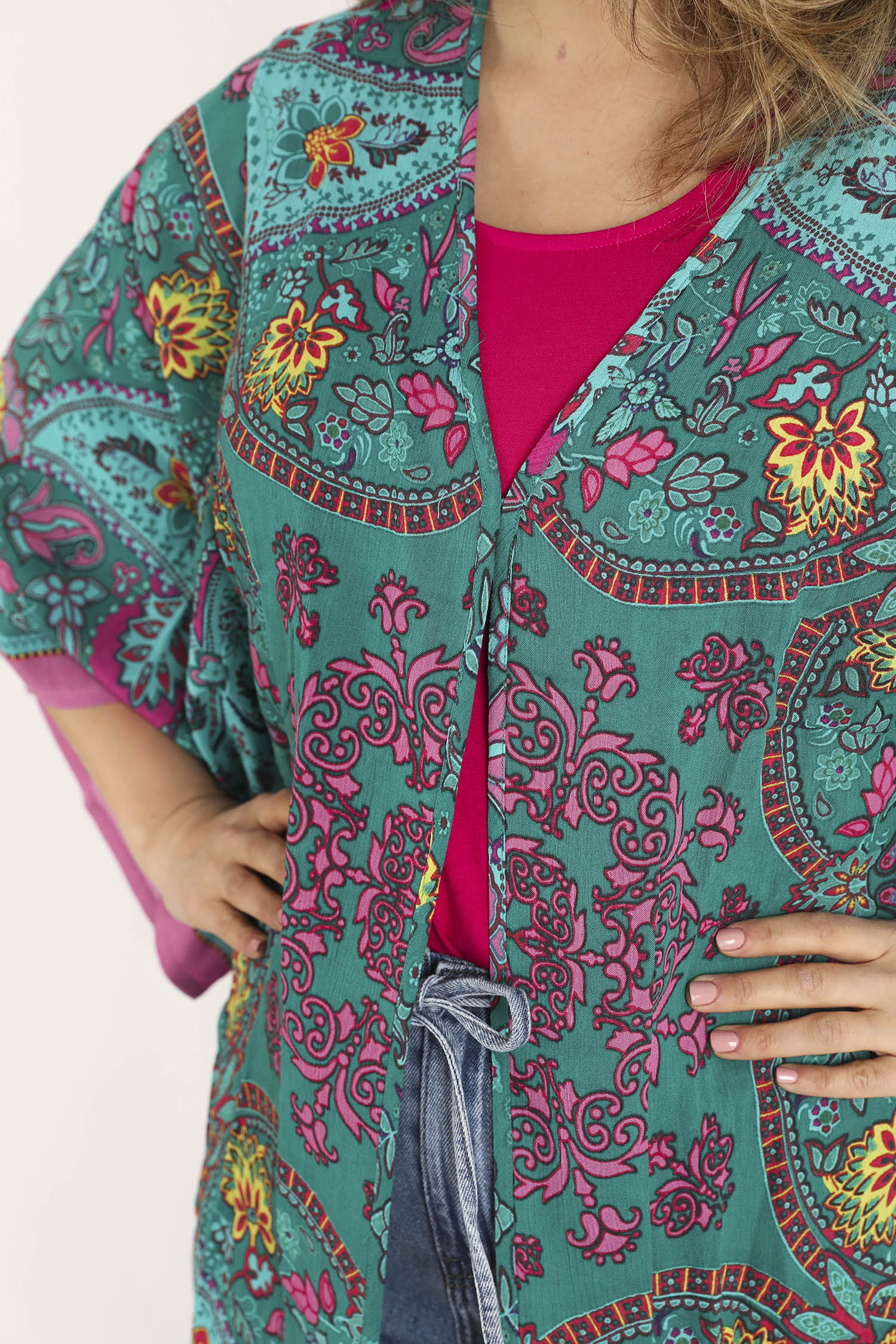 EXCLU SHEEGO - Kimono en viscose imprimé cachemire - Image 5