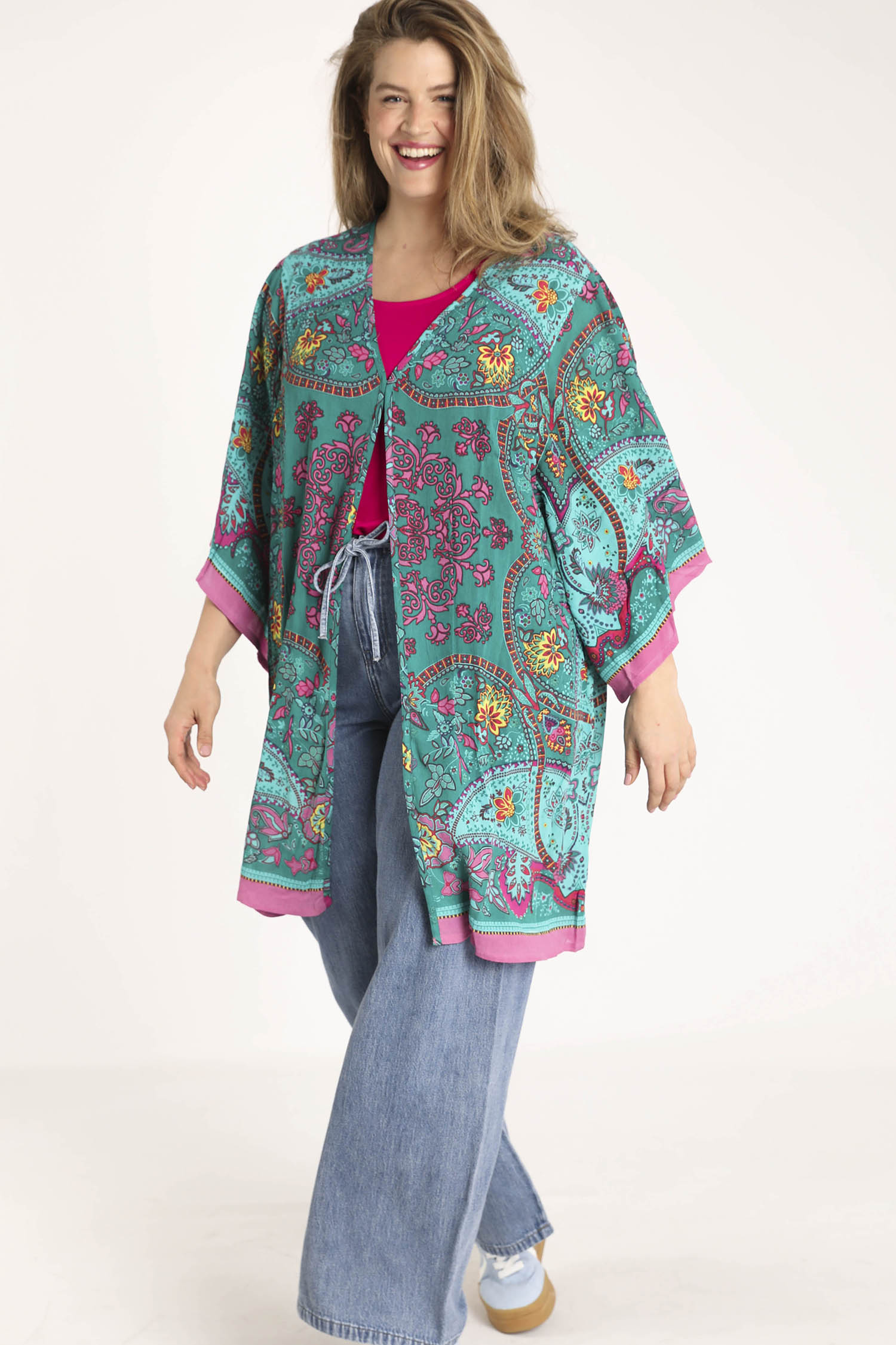 EXCLU SHEEGO - Kimono en viscose imprimé cachemire - Image 7