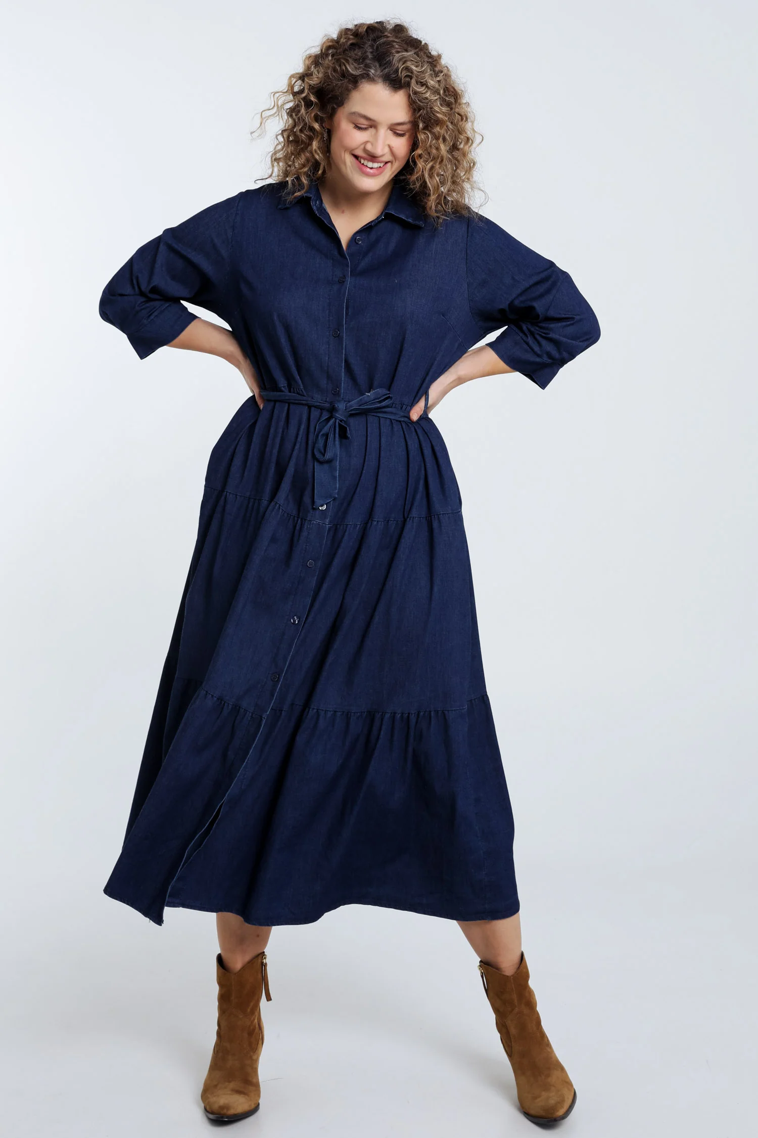 Longue robe à volant en jeans - Image 8