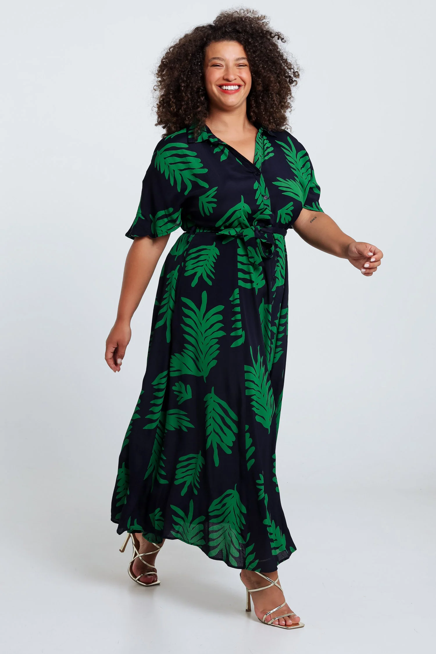 Longue robe en viscose imprimé feuillage - Image 9