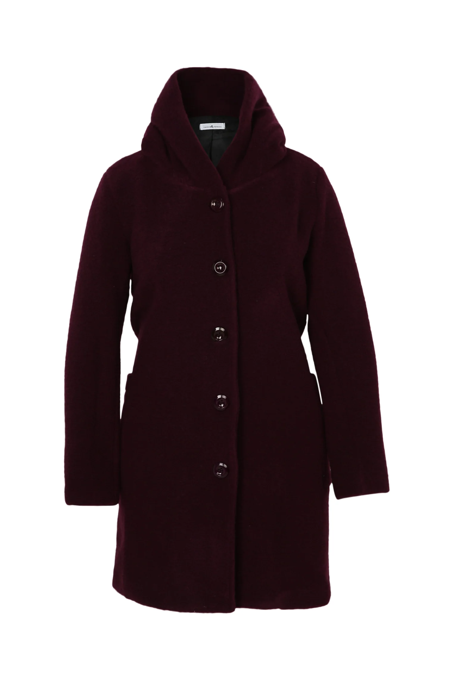 Manteau en laine bouillie uni avec capuche - Image 10