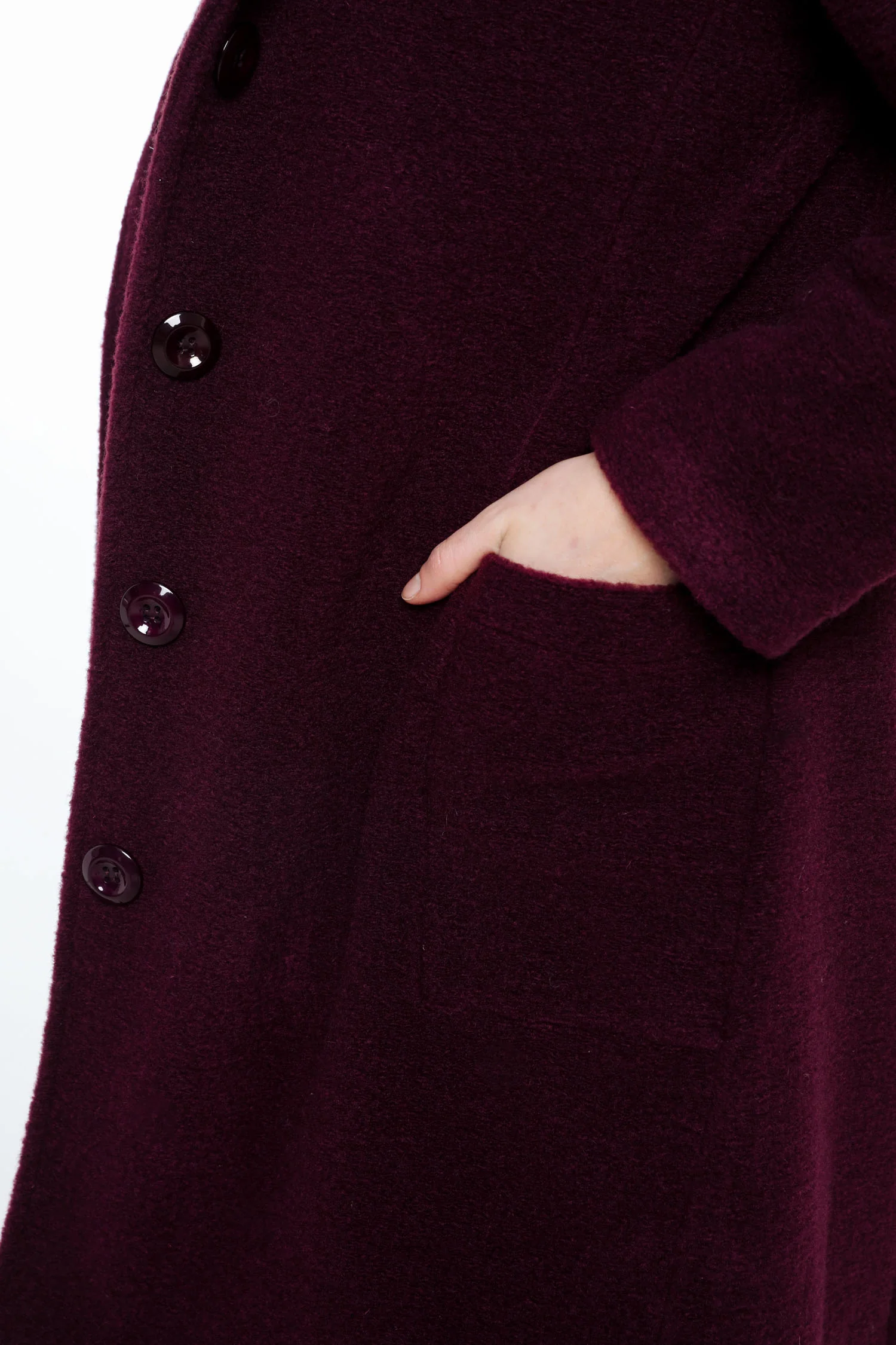 Manteau en laine bouillie uni avec capuche - Image 6