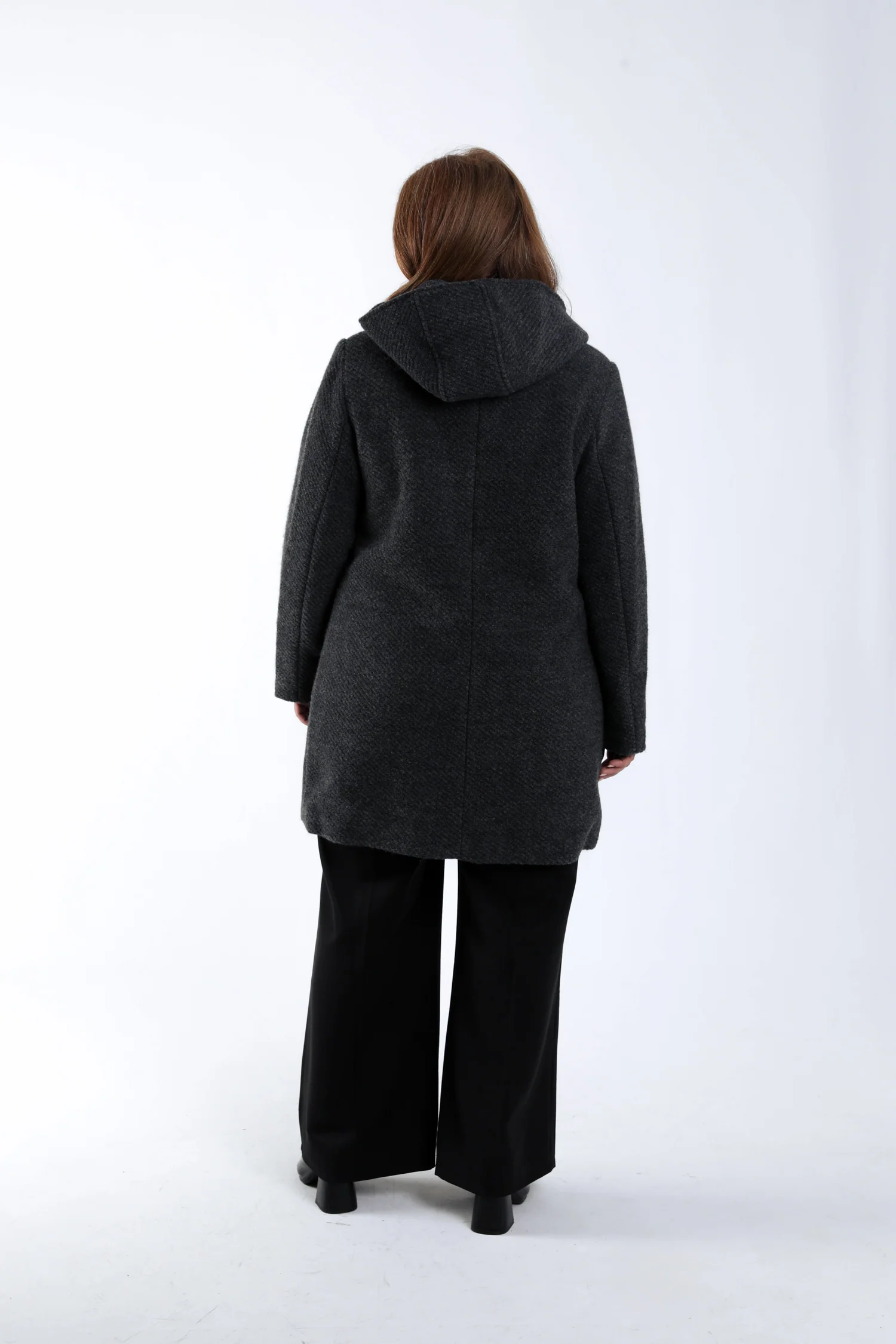 Manteau en laine uni avec capuche - Image 13