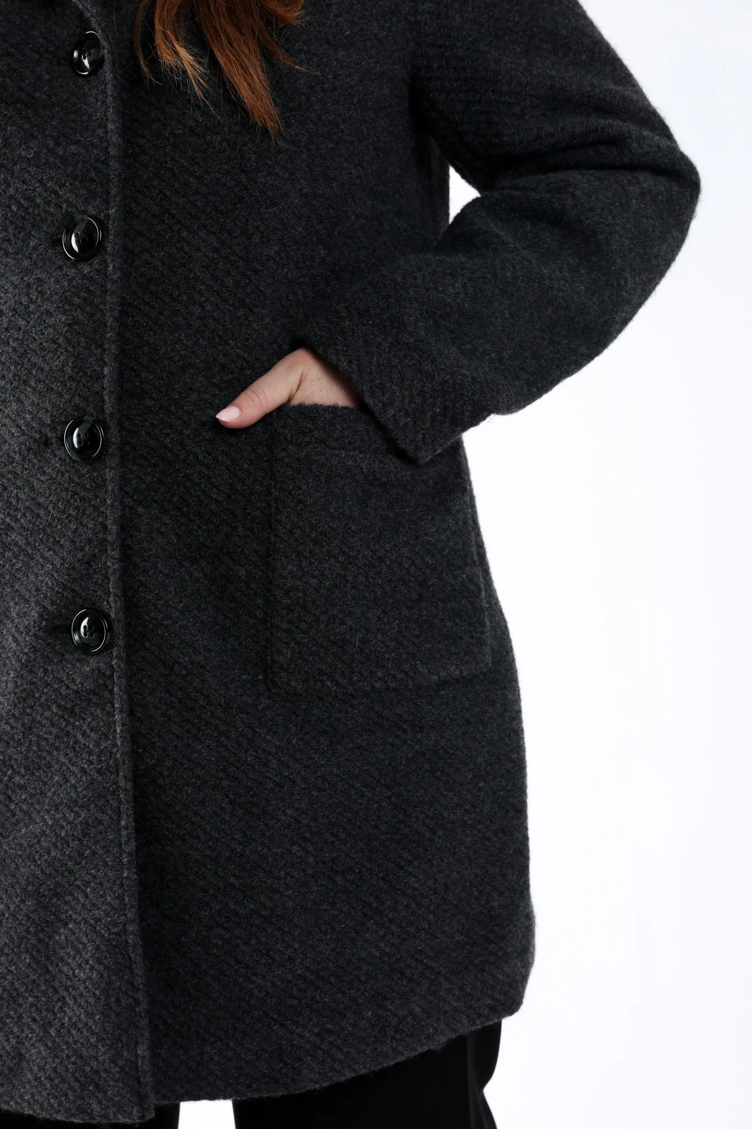 Manteau en laine uni avec capuche - Image 15
