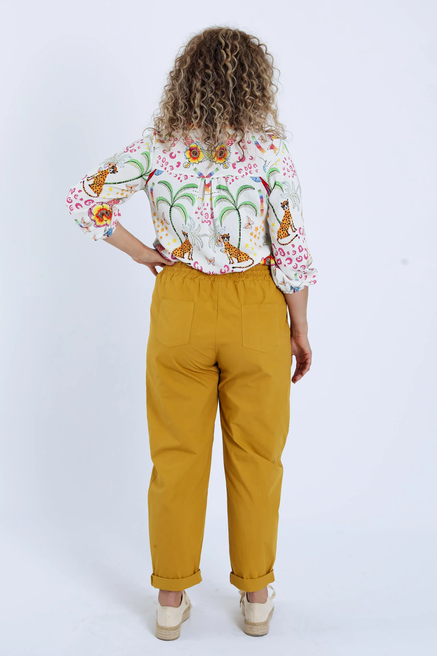 Pantalon boyfit en coton uni avec poches - Image 13