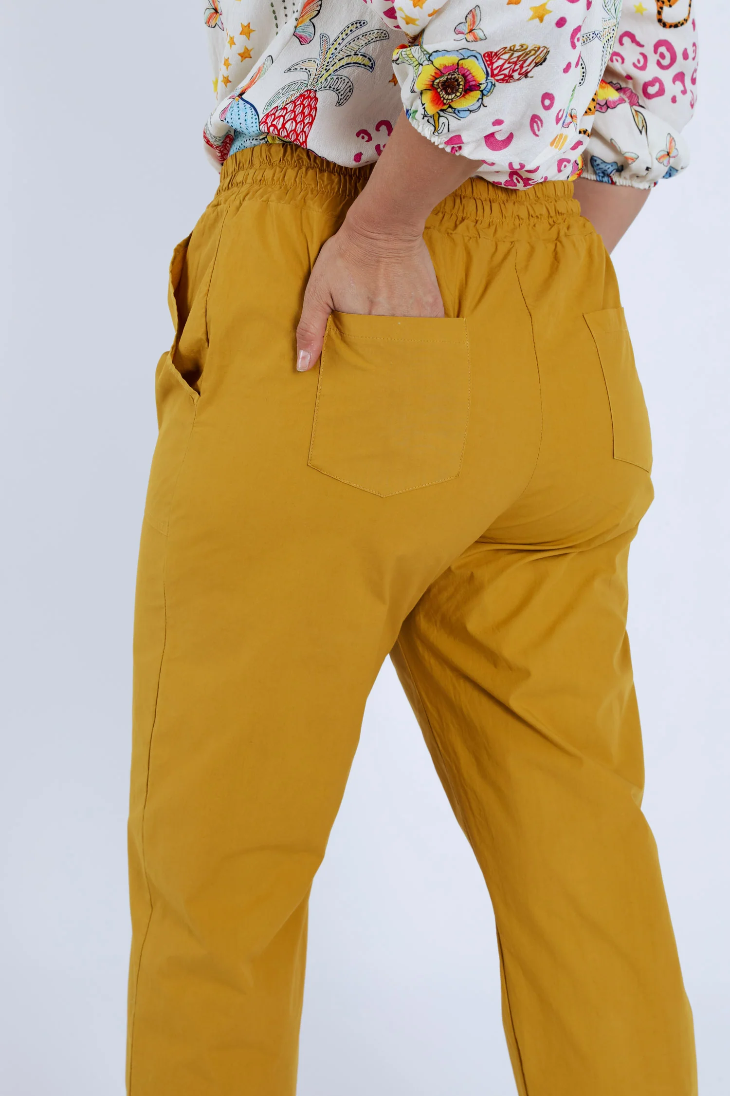 Pantalon boyfit en coton uni avec poches - Image 14