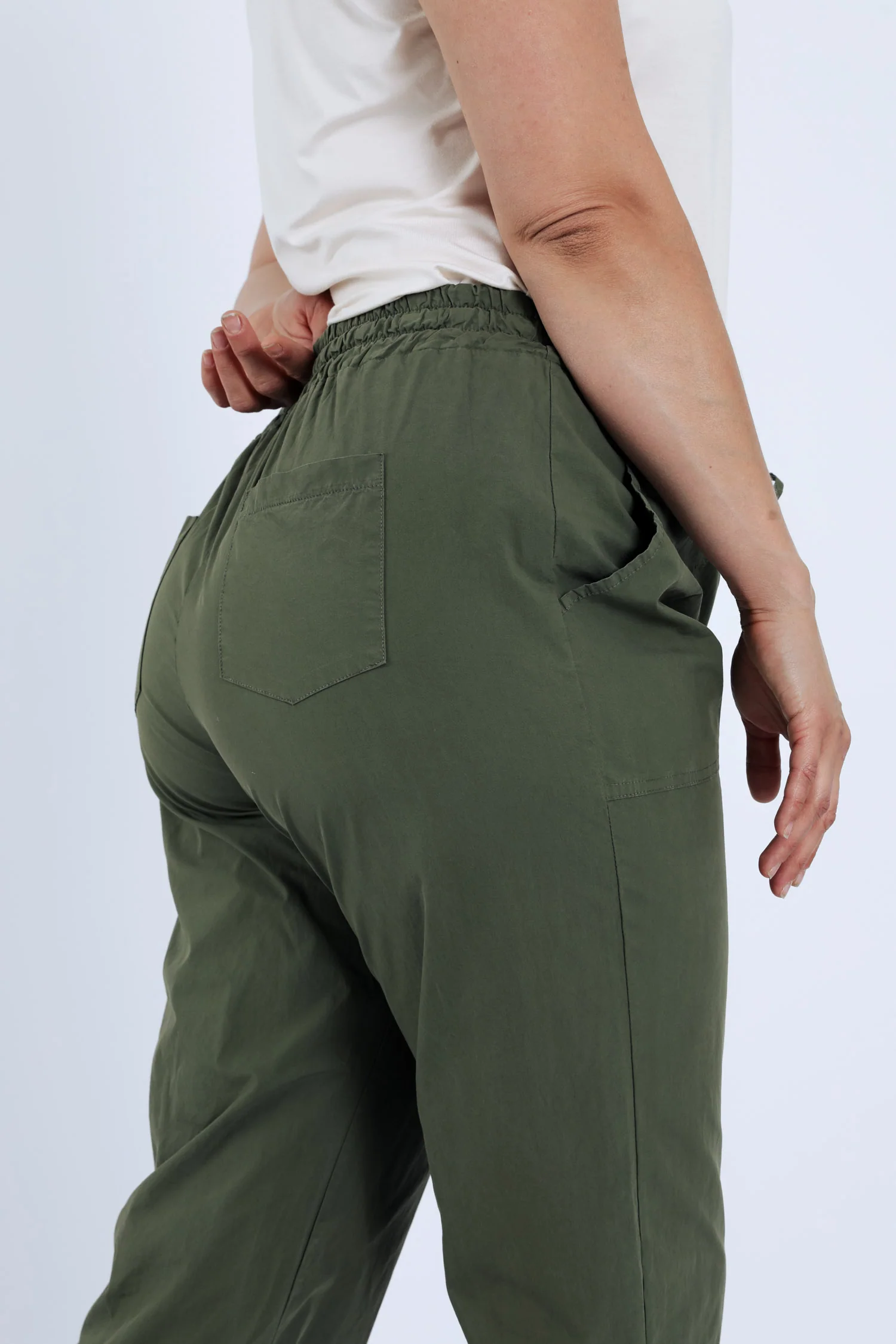 Pantalon boyfit en coton uni avec poches - Image 3