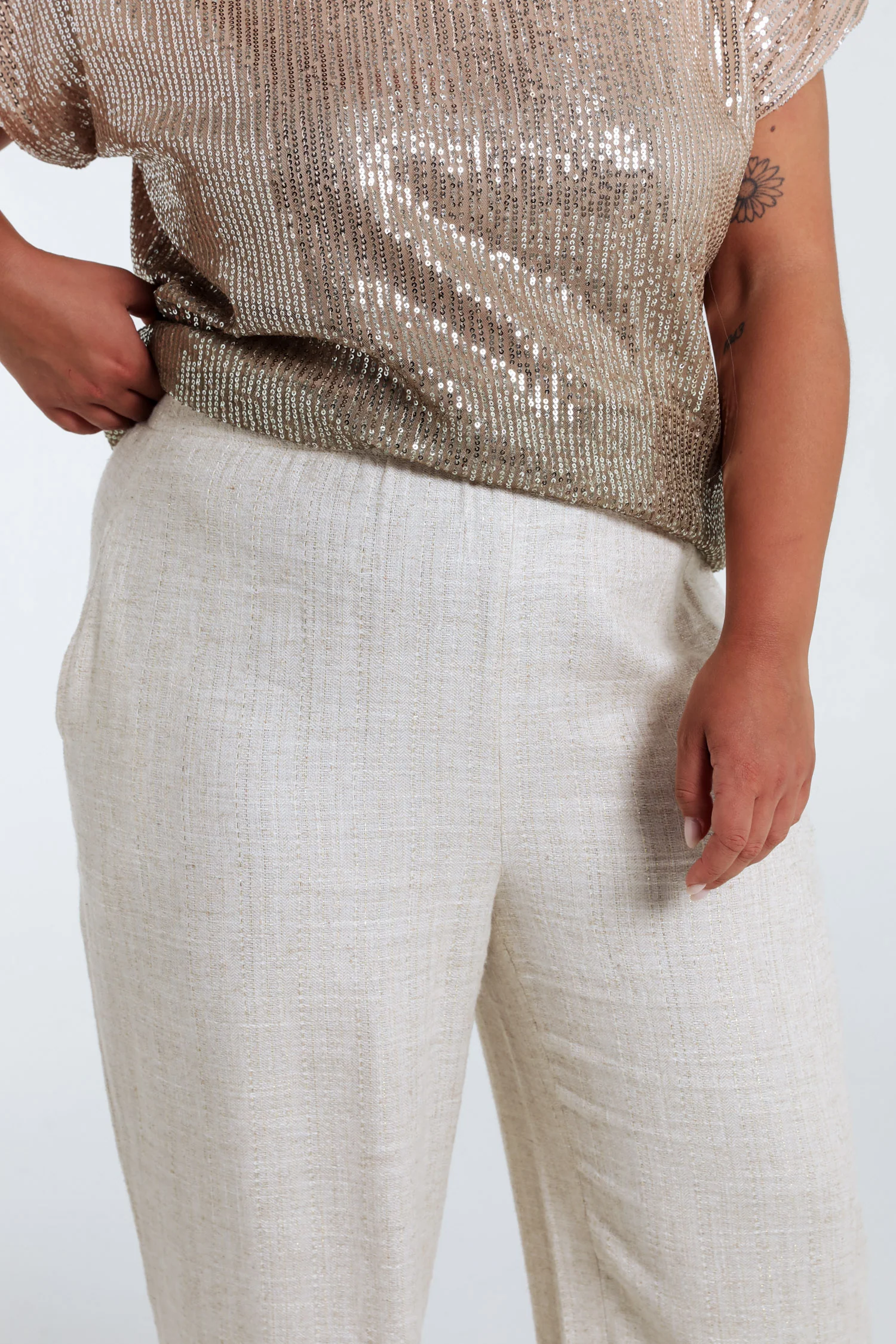 Pantalon en lin et viscose avec détail lurex - Image 5