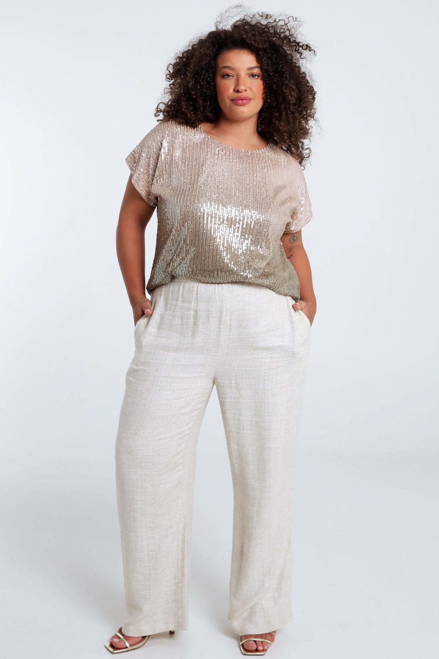 Pantalon en lin et viscose avec détail lurex - Image 7
