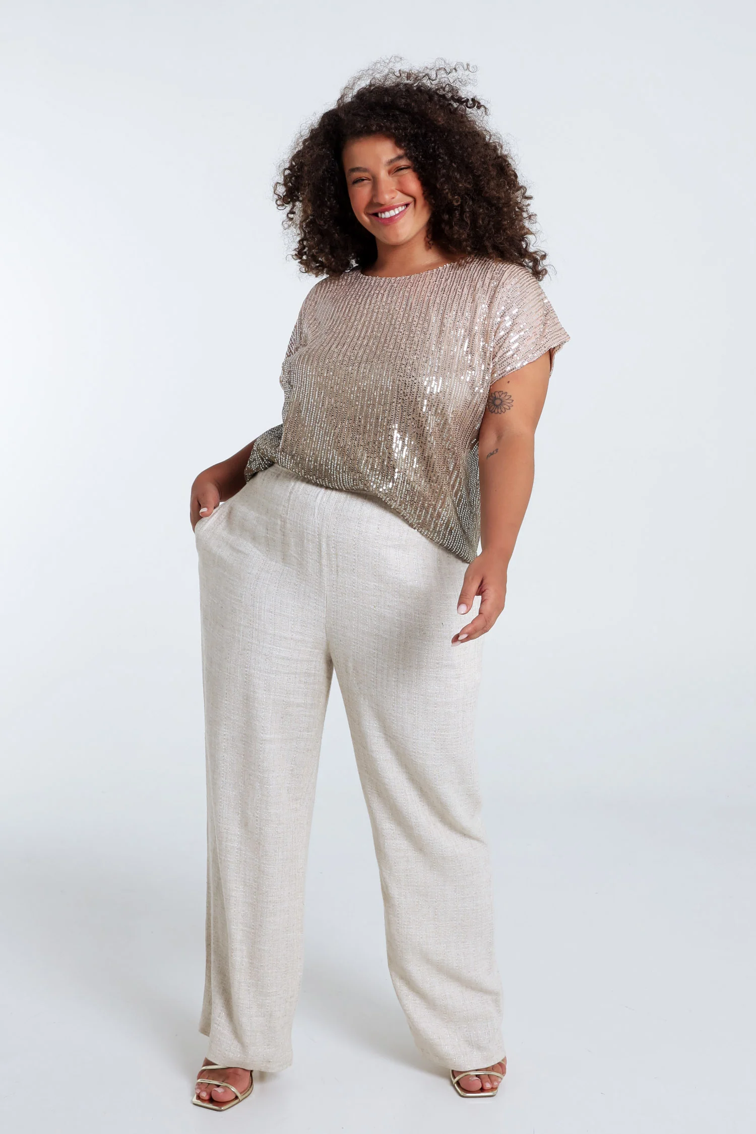 Pantalon en lin et viscose avec détail lurex - Image 8
