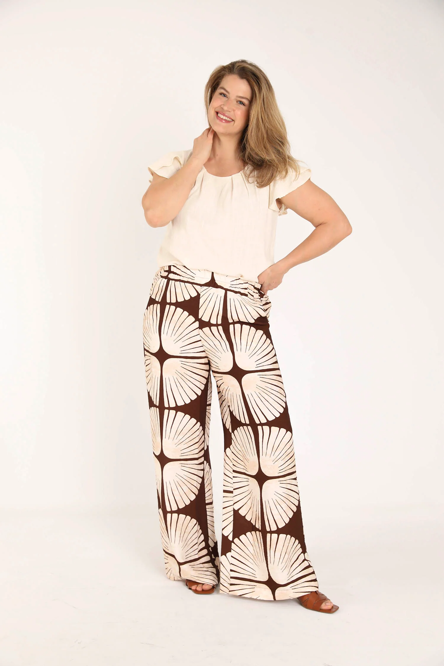 Pantalon en viscose imprimé graphique bicolore - Image 7