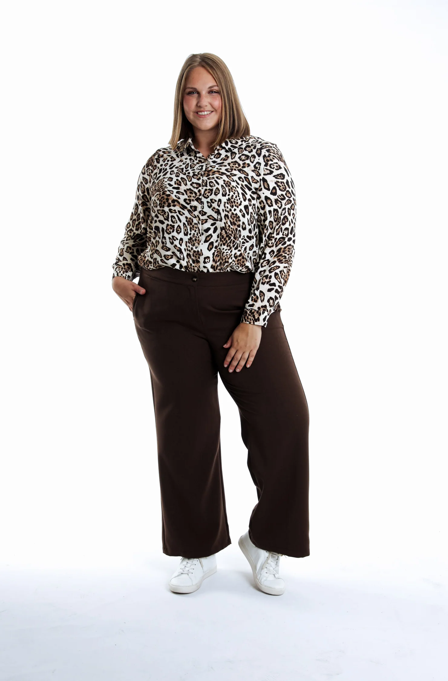 Pantalon large à plis uni - Image 5