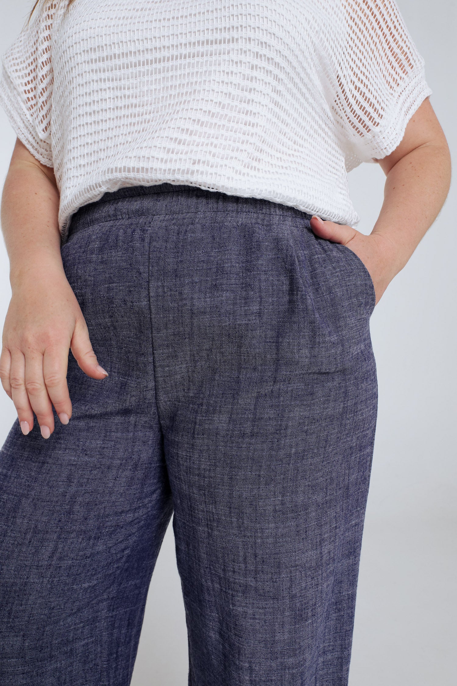 Pantalon large en lin uni - Image 3