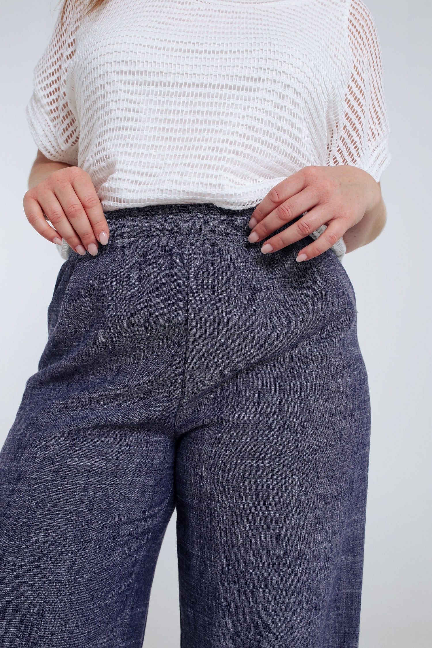 Pantalon large en lin uni - Image 4