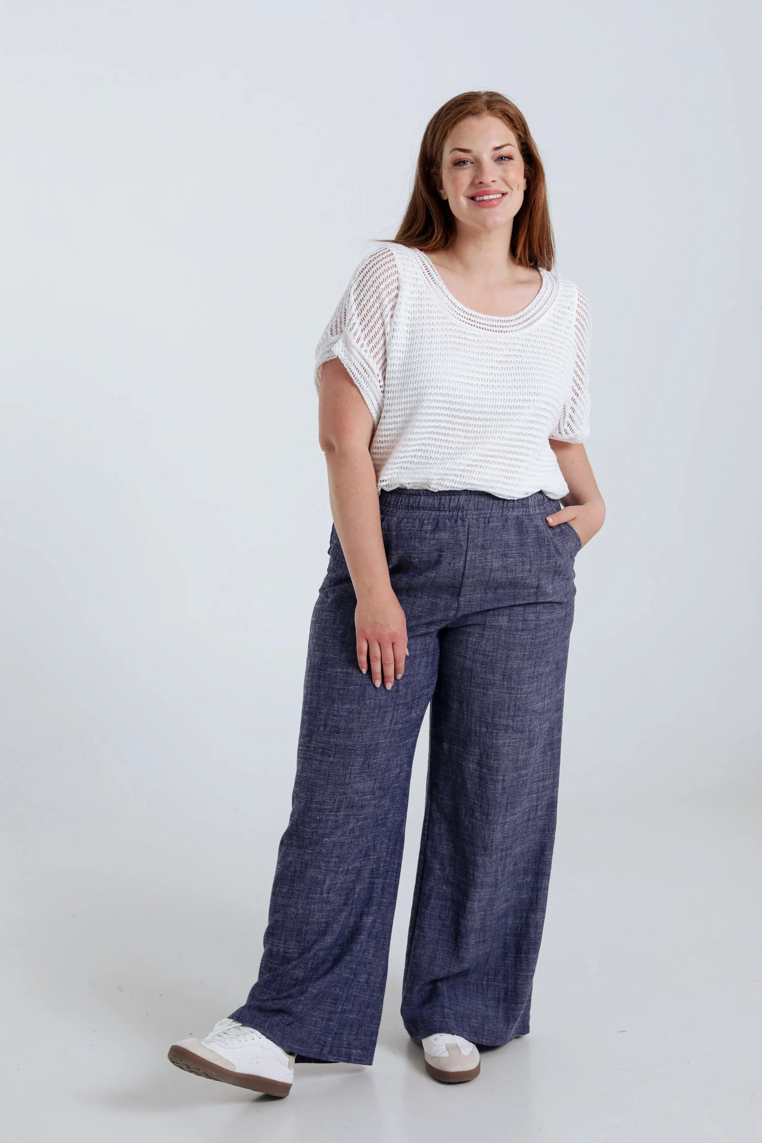 Pantalon large en lin uni - Image 8